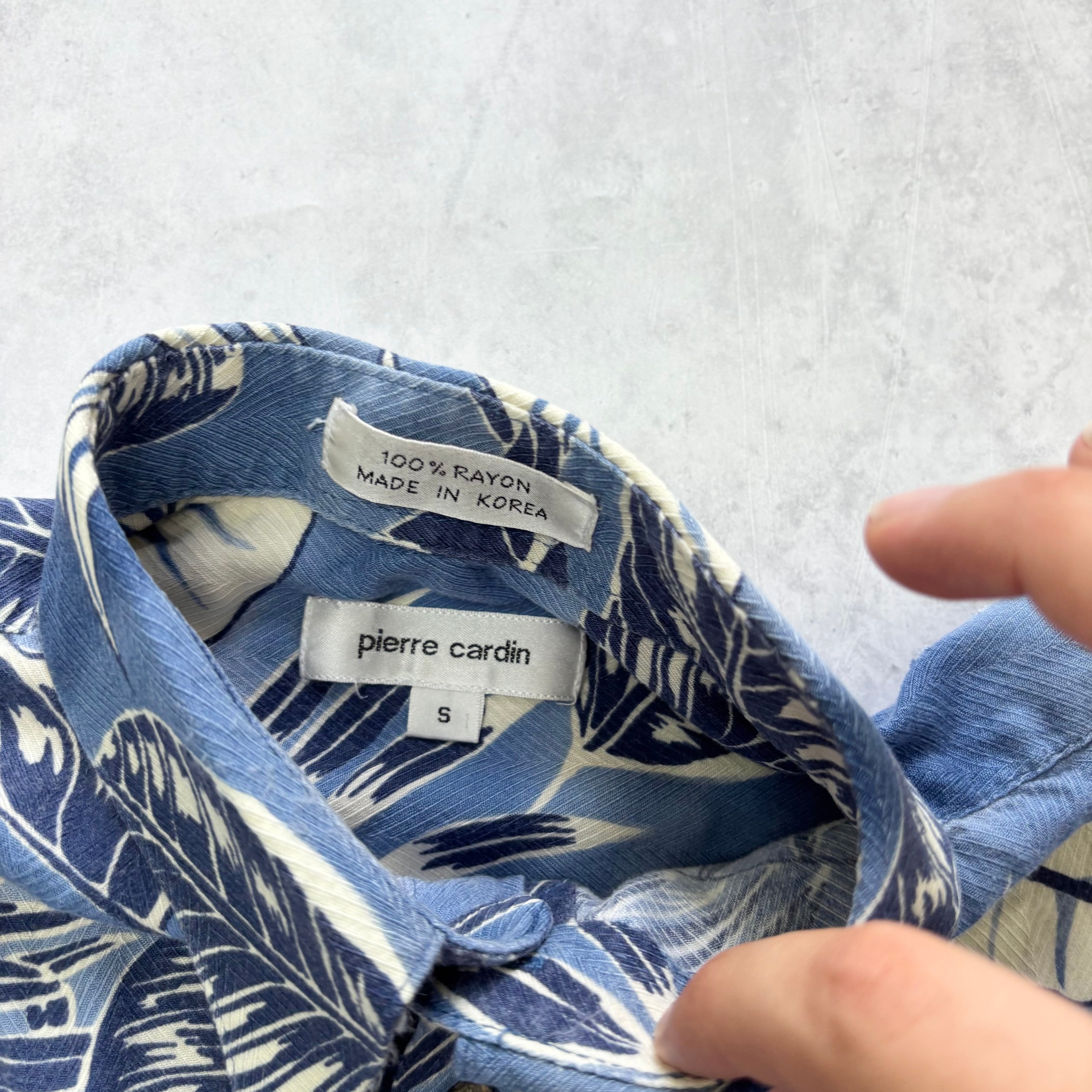 Vintage Hawaiian Shirt Mens Small Blue Floral Aloha Short Sleeve Rayon (E)