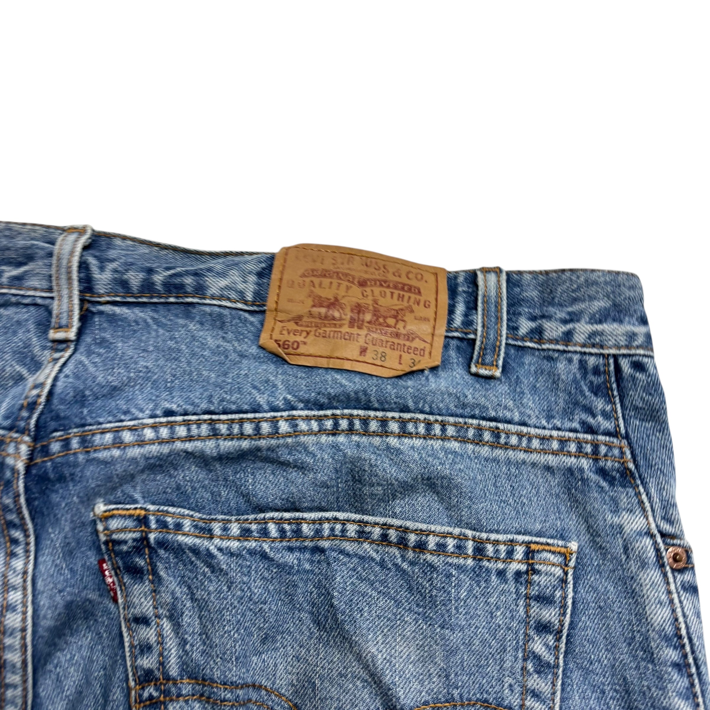 Levis 560 Jeans W38 L30 Mens Light Blue Relaxed Tapered Fit Vintage Denim