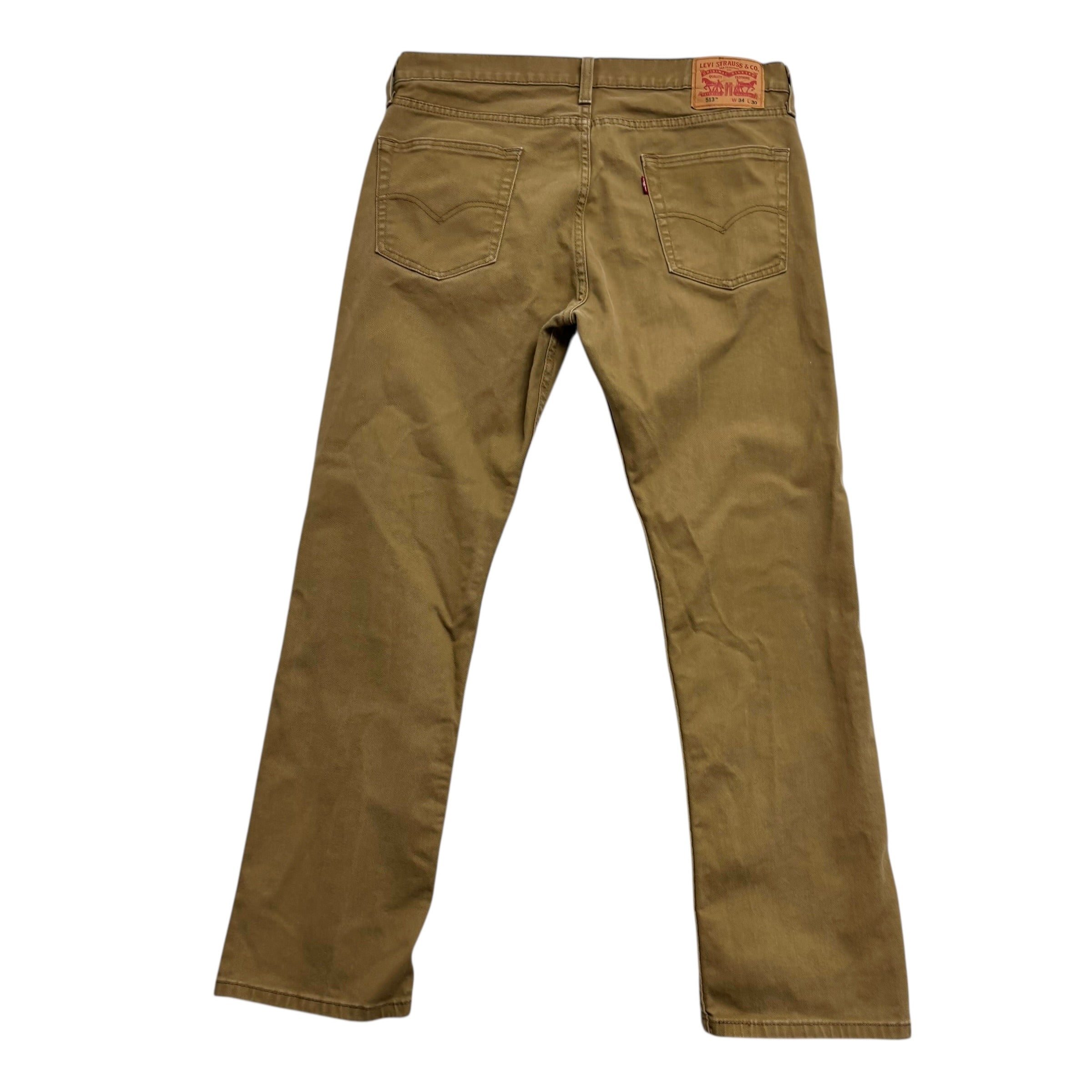 Levis 513 Jeans W34 L29 Mens Tan Slim Straight Fit Stretch Denim