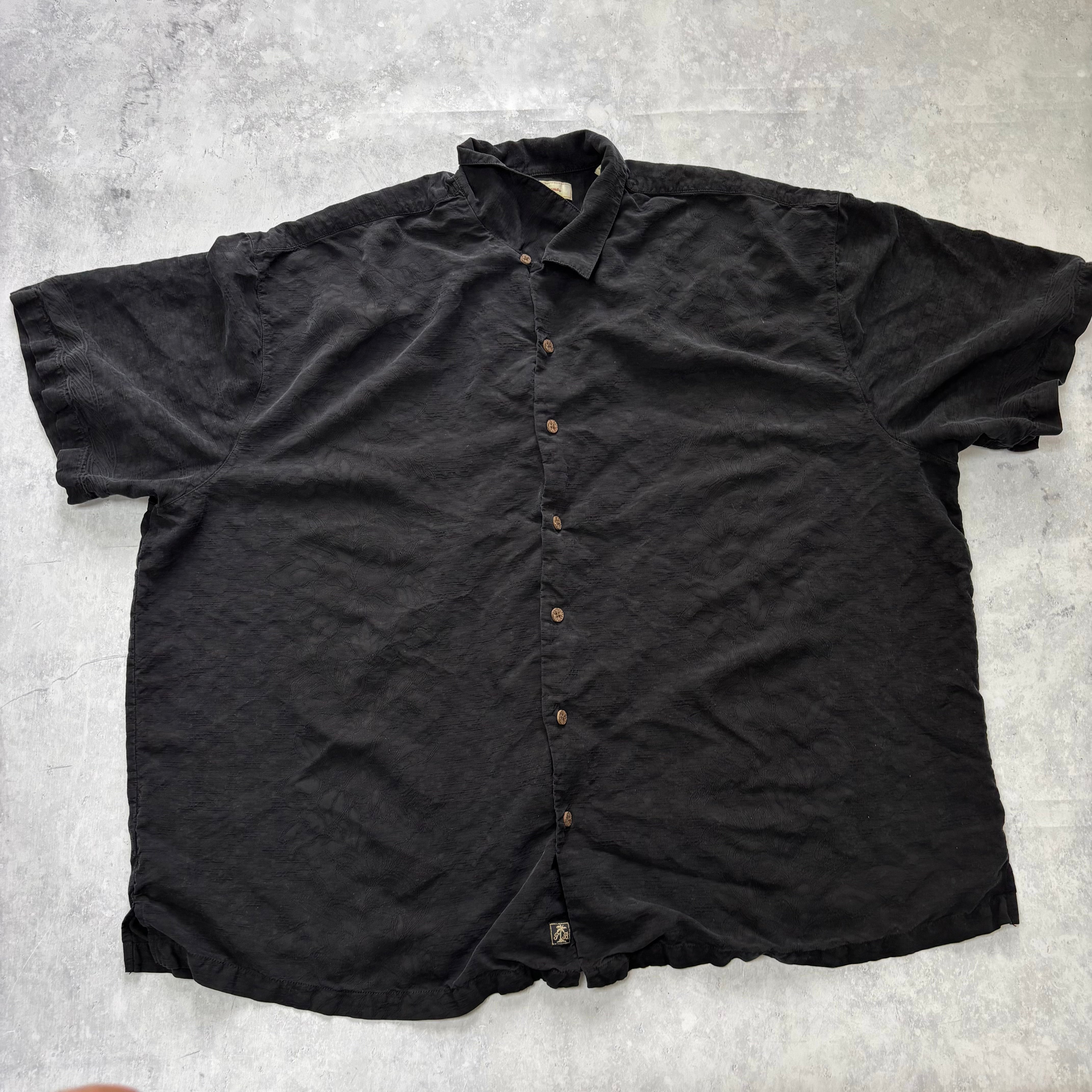 Vintage Hawaiian Shirt Mens 3XL Black Floral Aloha Tommy Bahama Silk (E)