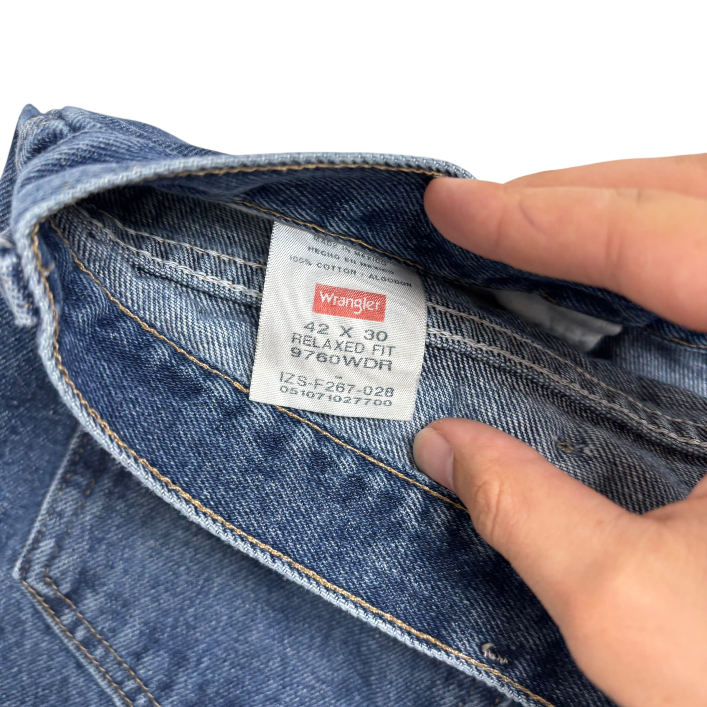 Wrangler Jeans W42 L30 Mens Mid Blue Relaxed Straight Fit Baggy Denim (E)