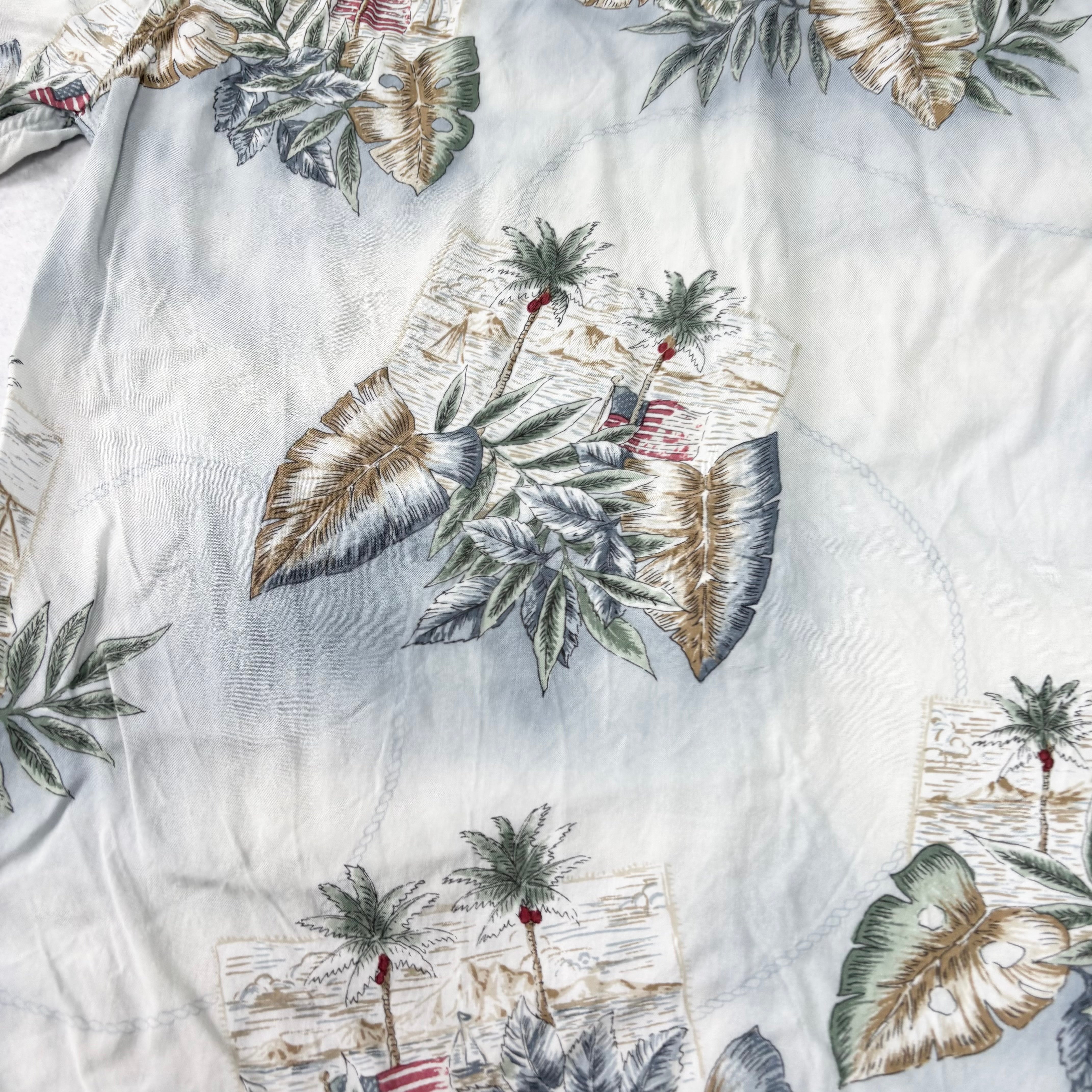 Vintage Hawaiian Shirt Mens Small Blue Floral Aloha Short Sleeve Rayon (E)