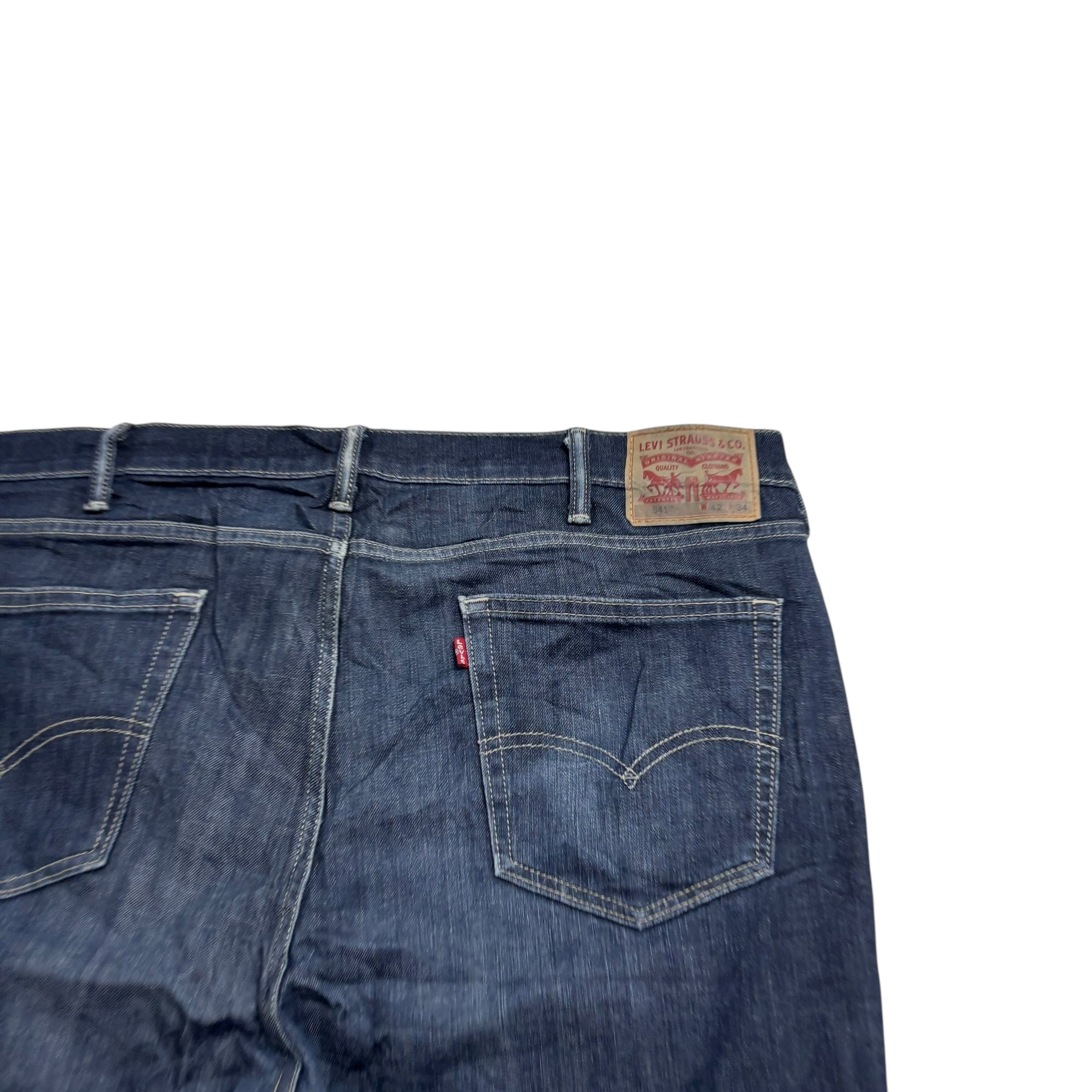 Levis 541 Jeans W44 L34 Mens Dark Blue Athletic Tapered Fit Stretch Denim