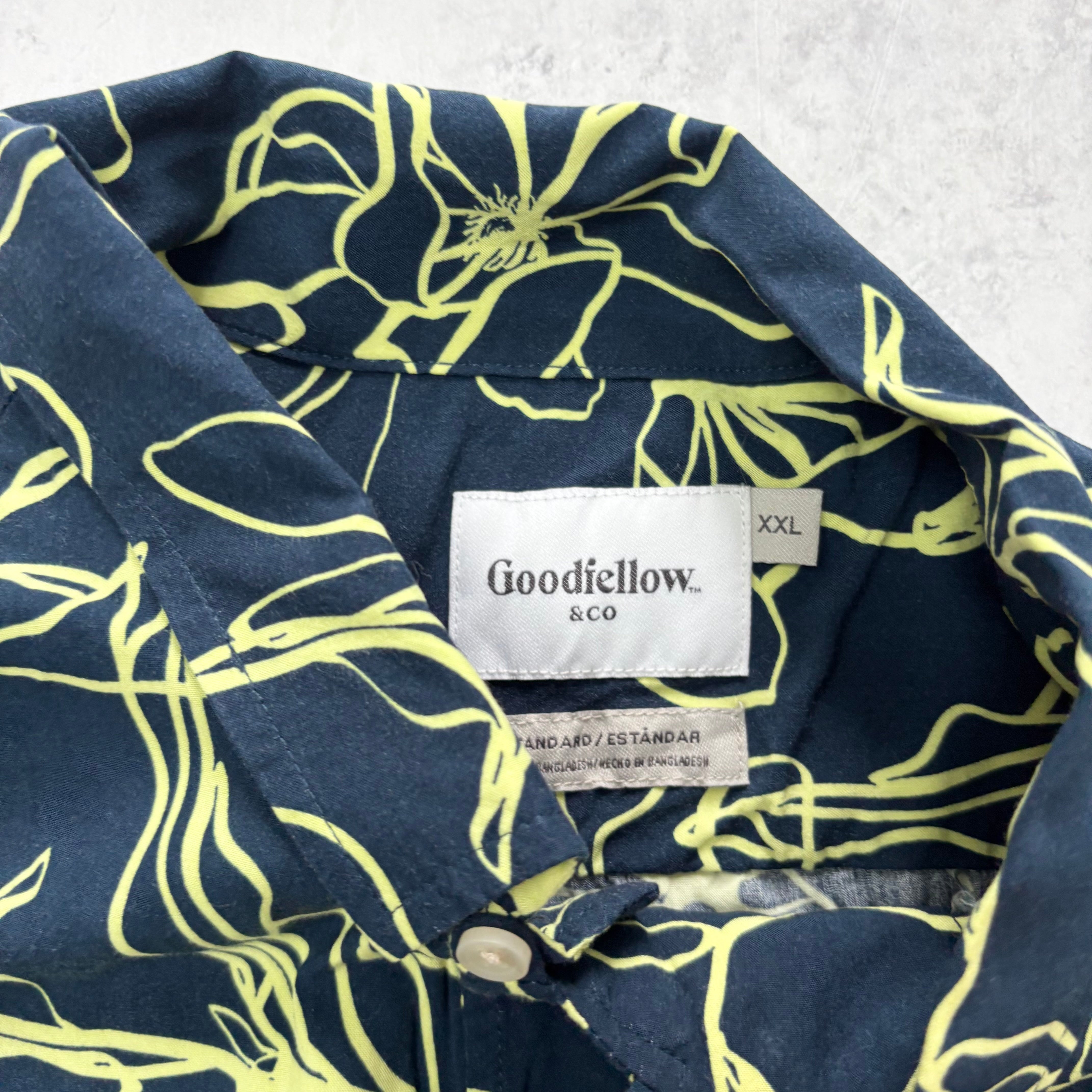 Hawaiian Shirt Mens XXL Navy Floral Aloha Short Sleeve Rayon (E)