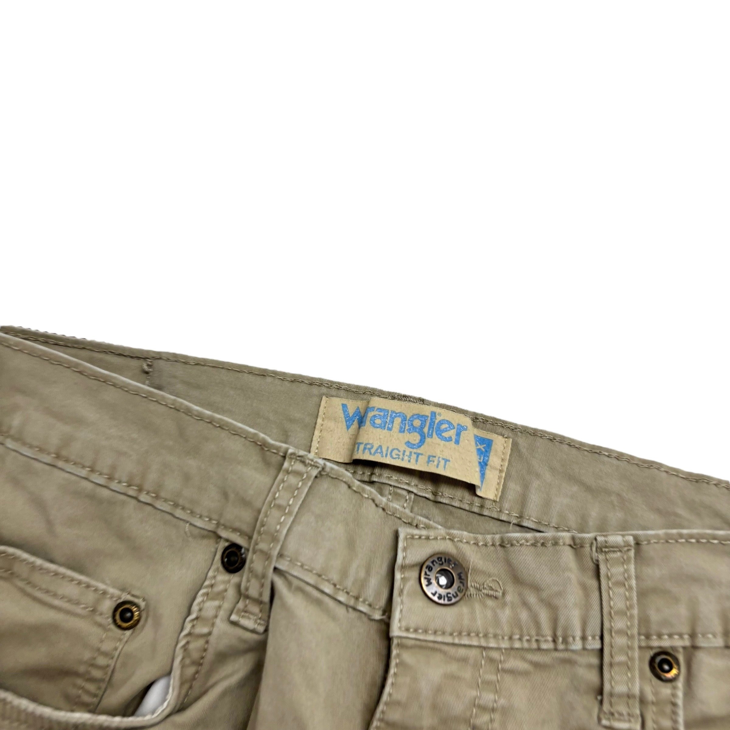 Wrangler Trousers W32 L30 Mens Khaki Regular Straight Fit Stretch Pants