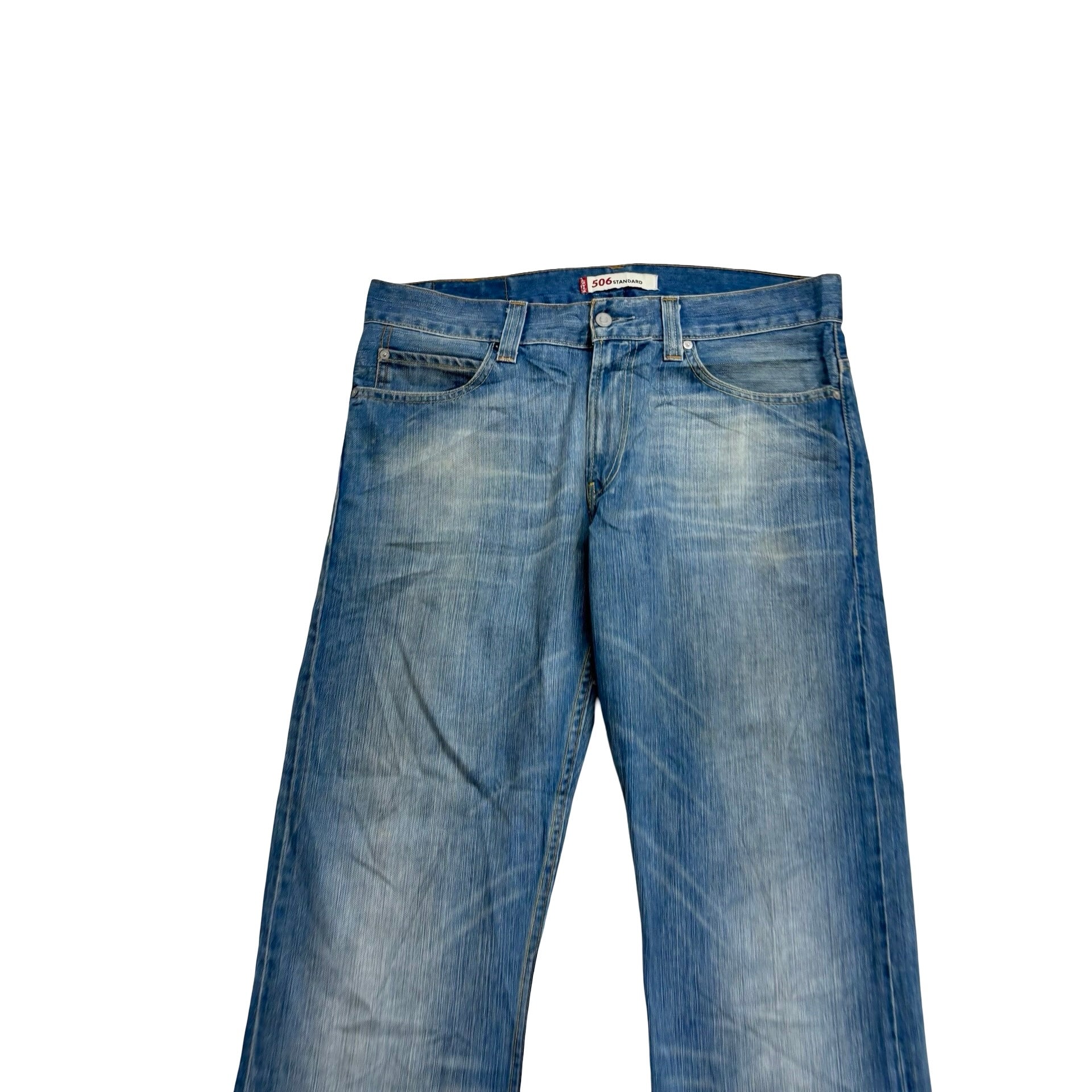 Levis 506 Jeans W36 L29 Mens Mid Blue Relaxed Straight Fit Vintage Denim (F)