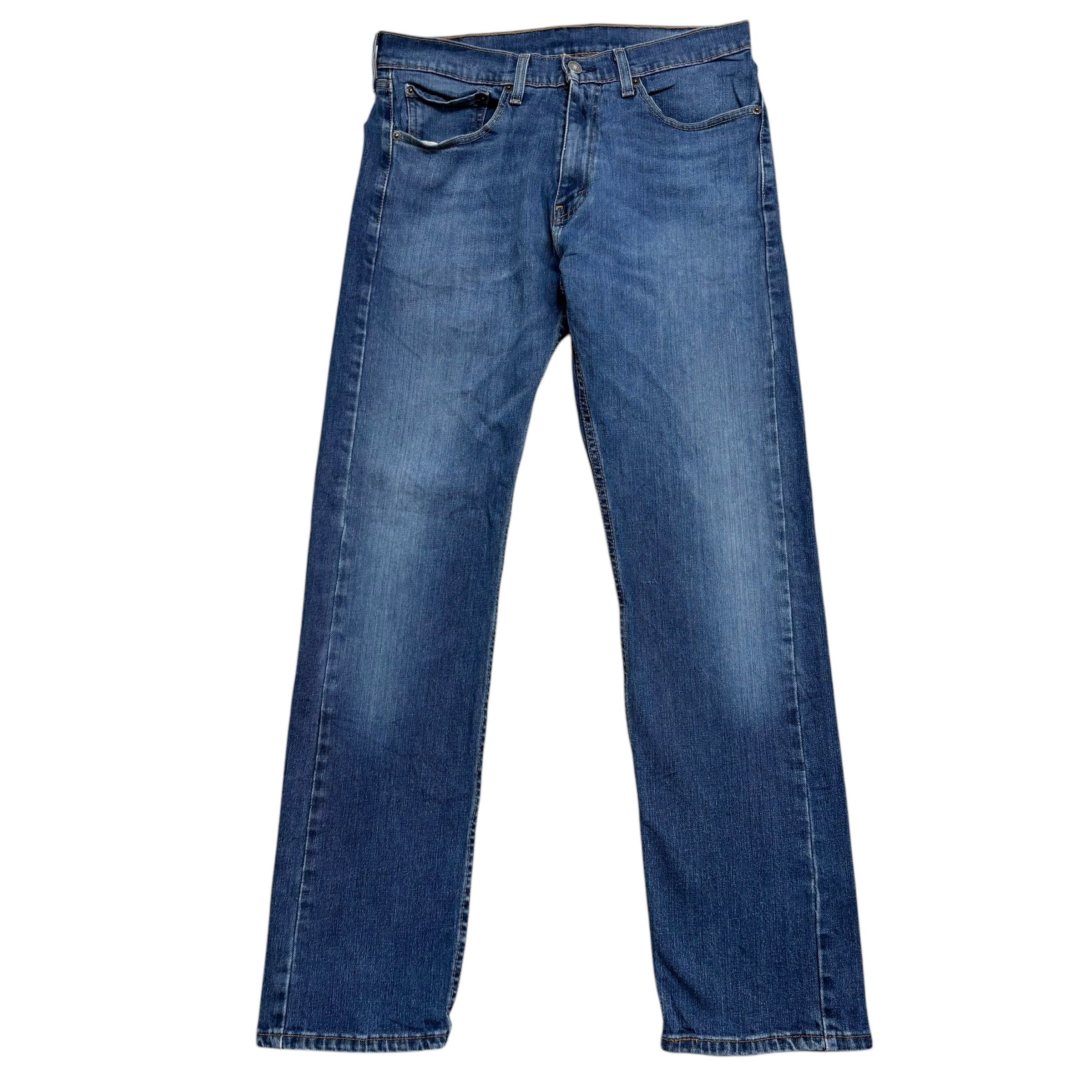 Levis 505 Jeans W32 L32 Mens Mid Blue Regular Straight Fit Stretch Denim (E)