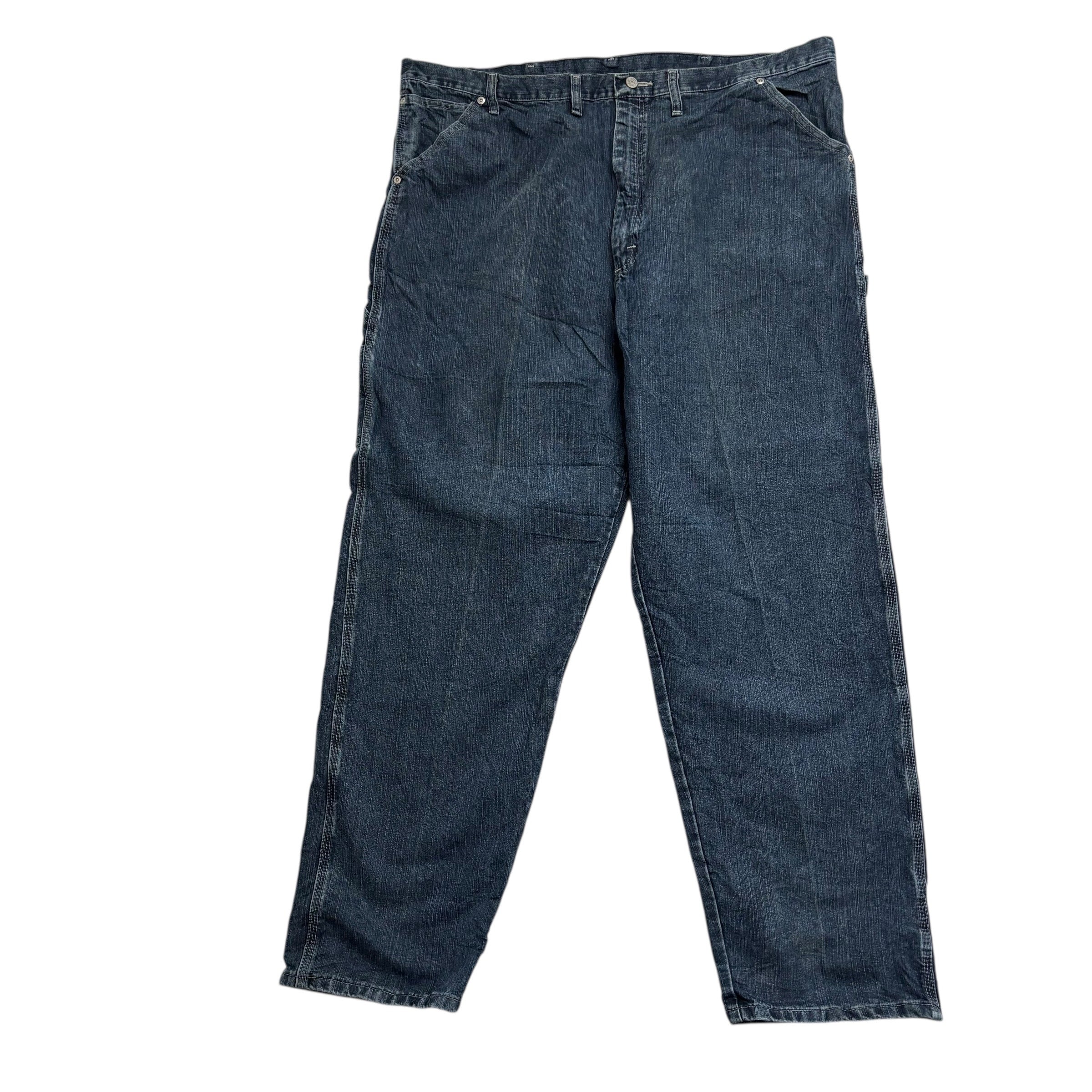 Wrangler Carpenter Jeans W44 L32 Mens Dark Blue Relaxed Straight Fit Denim (E)