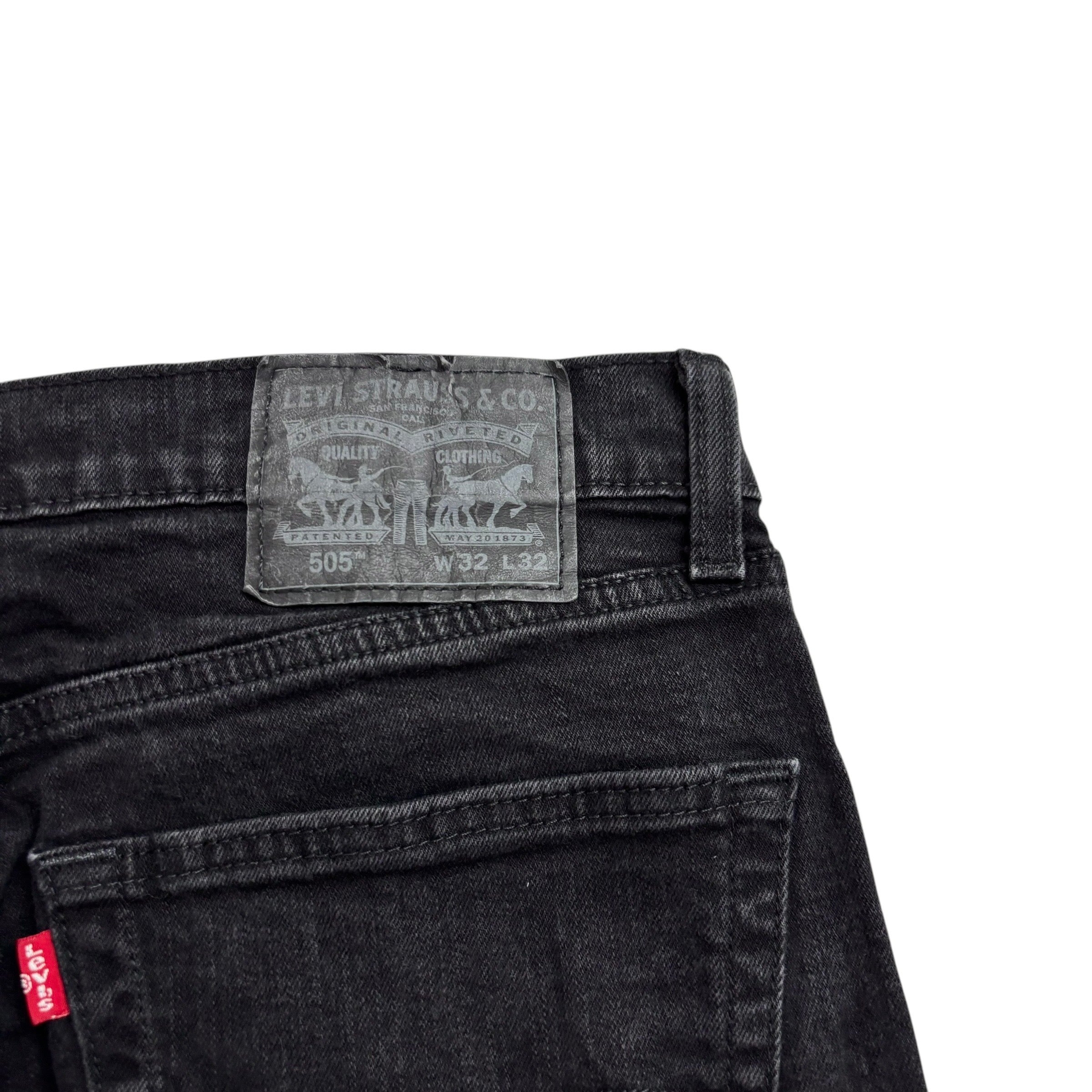 Levis 505 Jeans W31 L30 Mens Black Slim Straight Fit Stretch Denim (E)
