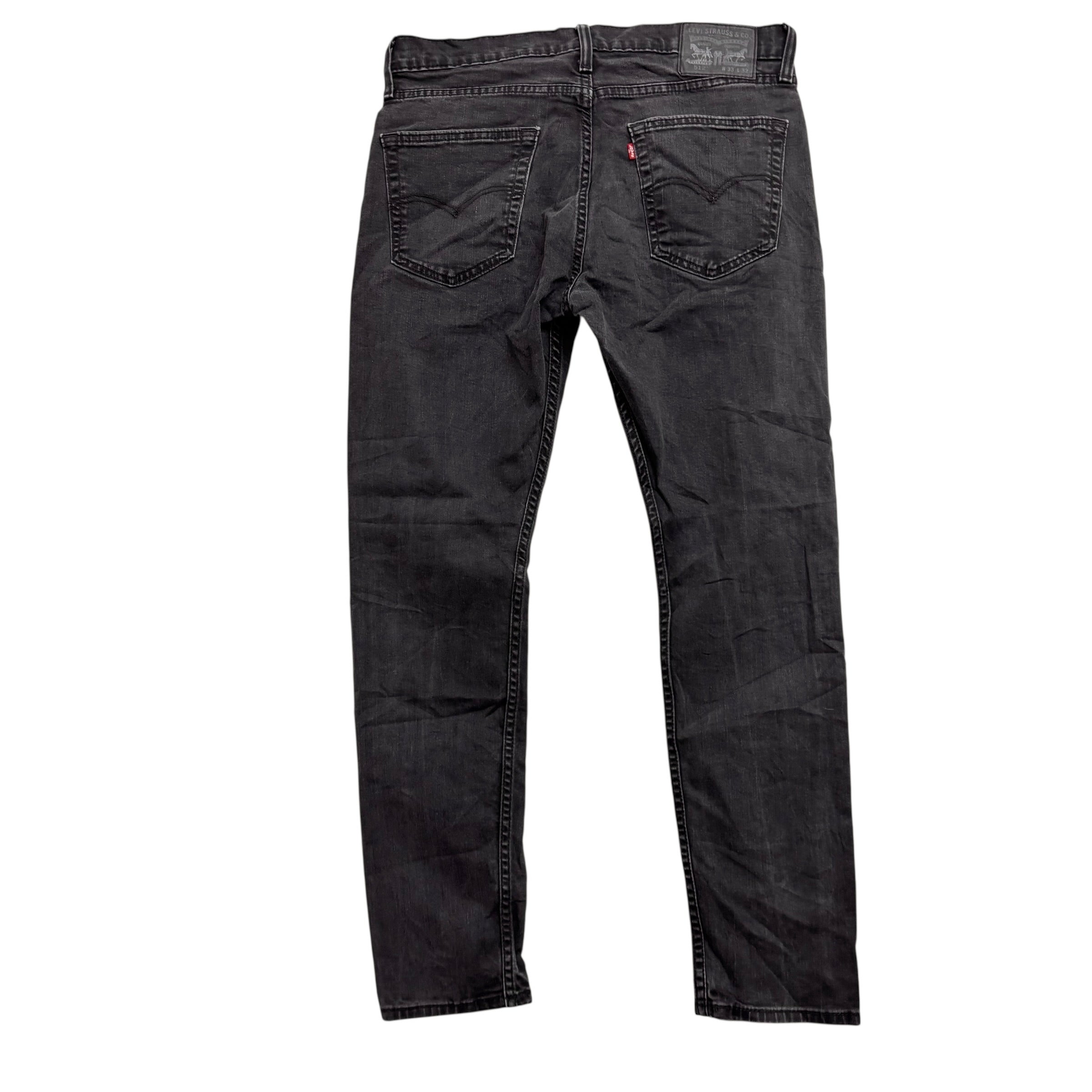 Levis 512 Jeans W33 L31 Mens Black Slim Tapered Fit Stretch Denim (E)