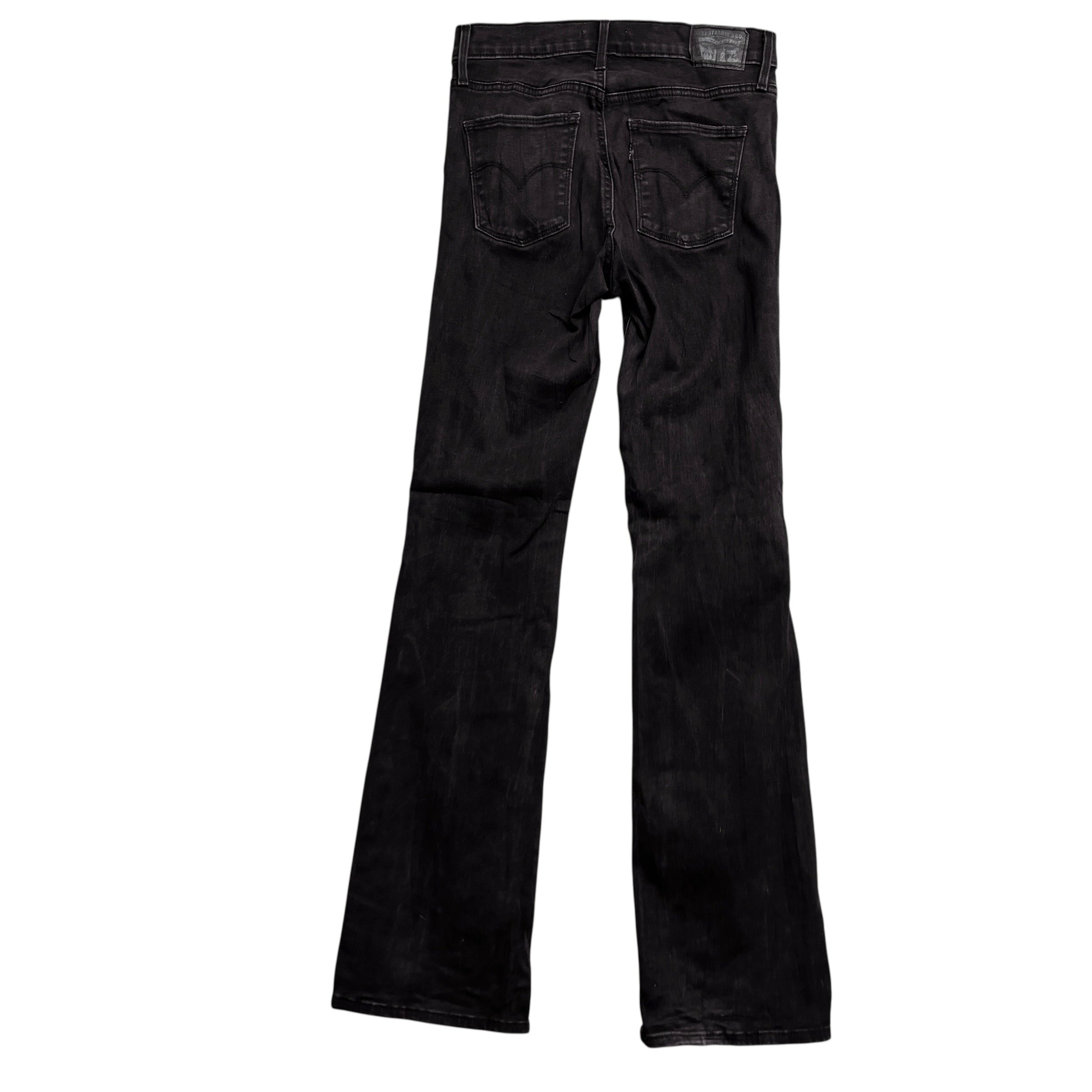 Levis Jeans W27 L32 Womens Slimming Bootcut Black Stretch Denim (E)