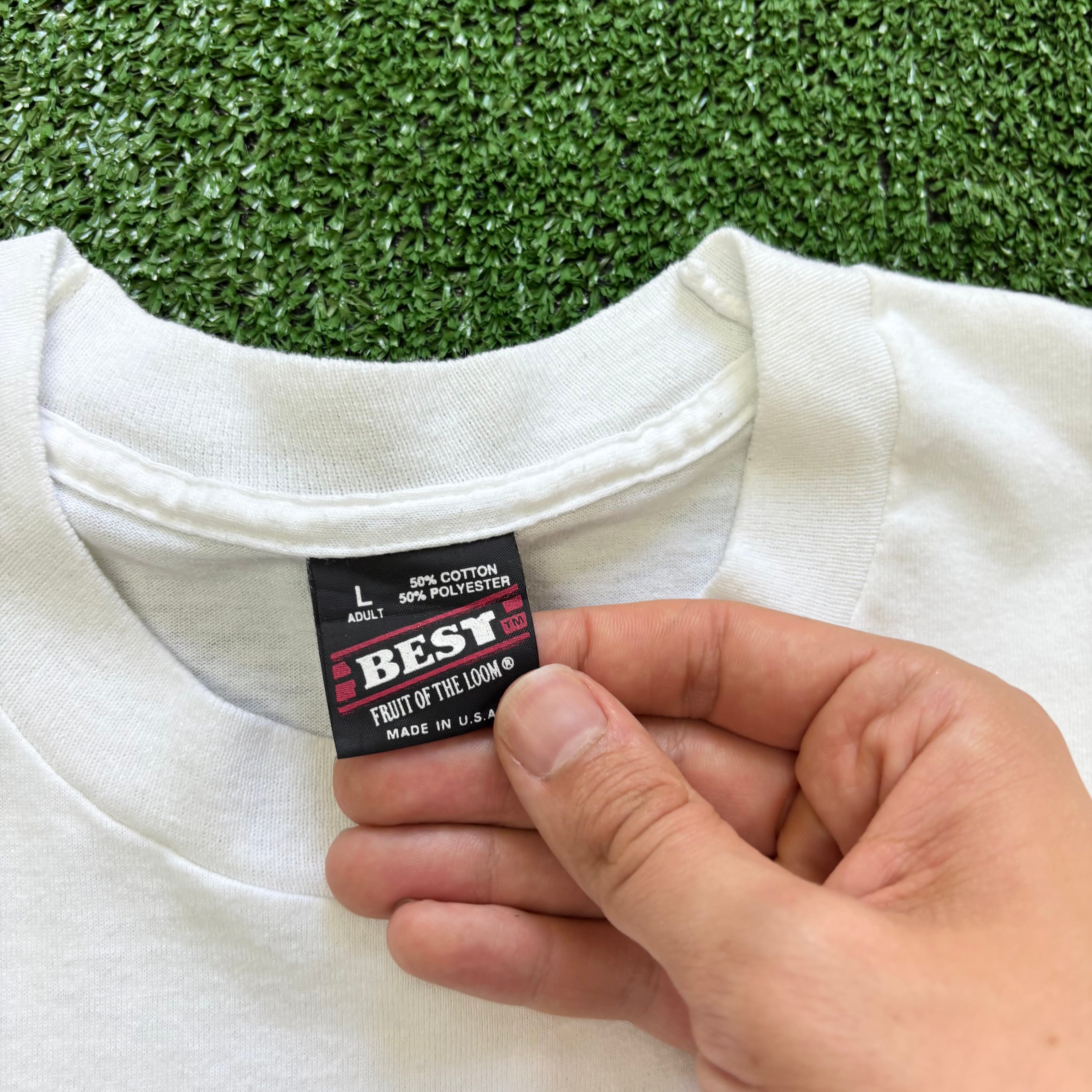 Vintage T Shirt Mens Large White Single Stitch Graphic Print 90s USA (E)