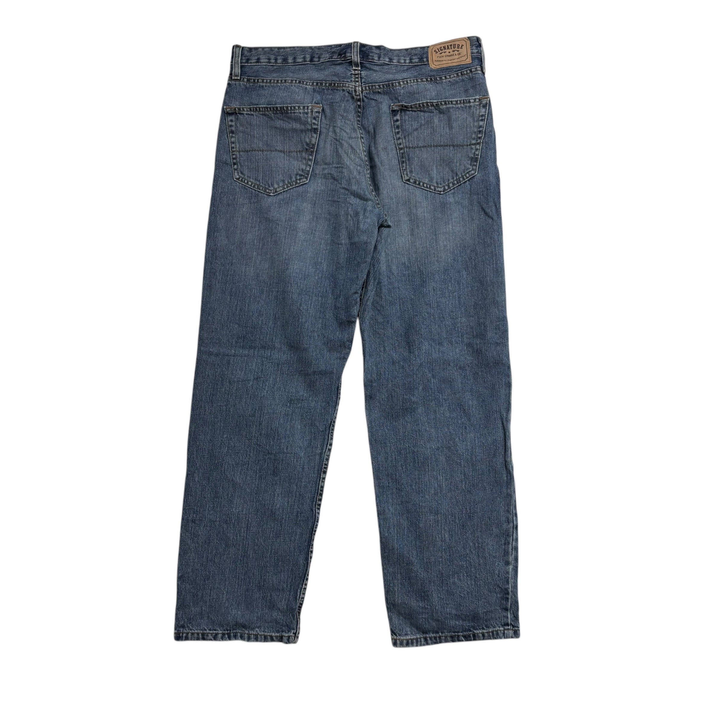 Levis Signature Jeans W36 L30 Mens Mid Blue Relaxed Straight Fit Vintage Denim