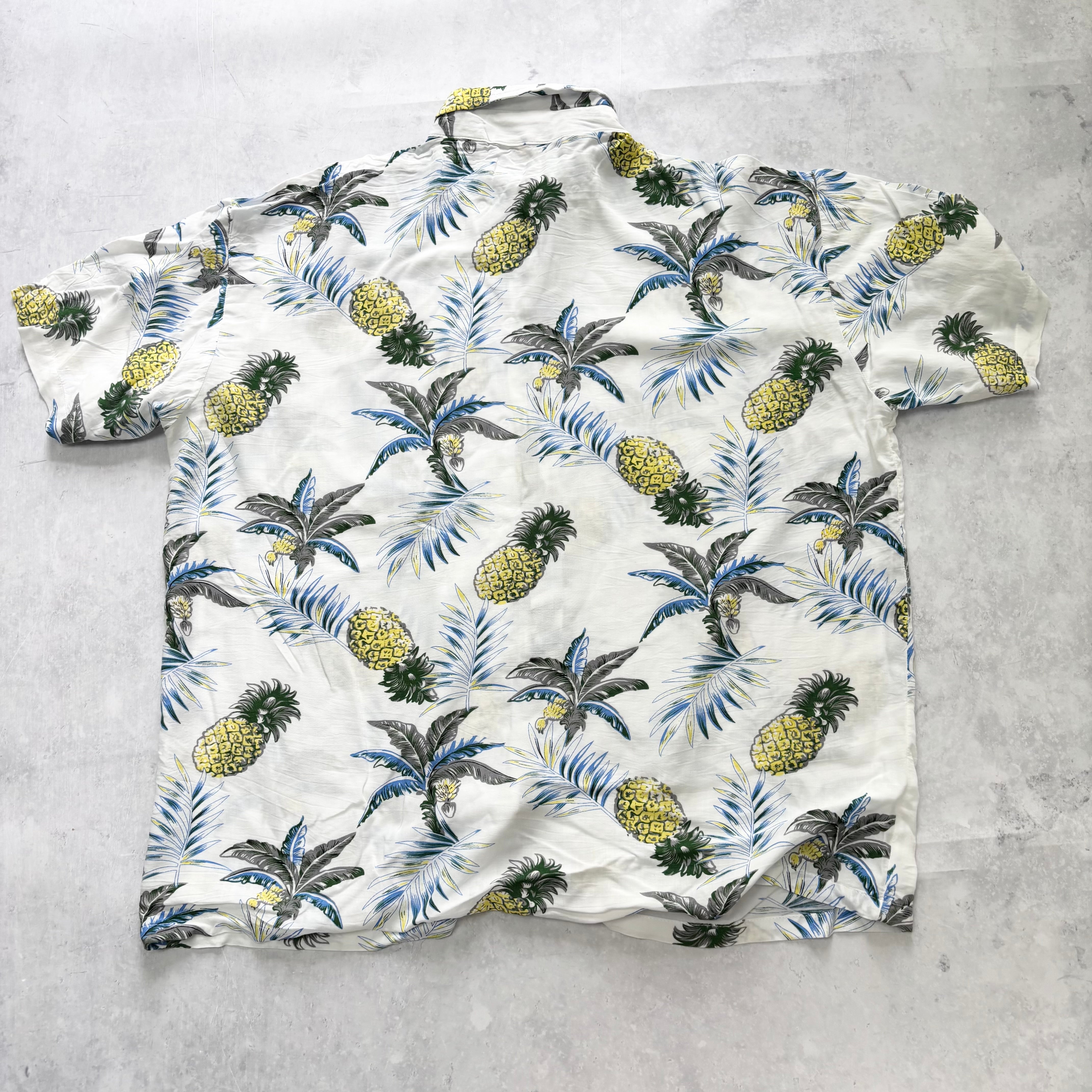 Vintage Hawaiian Shirt Mens Large White Floral Aloha Short Sleeve (E)