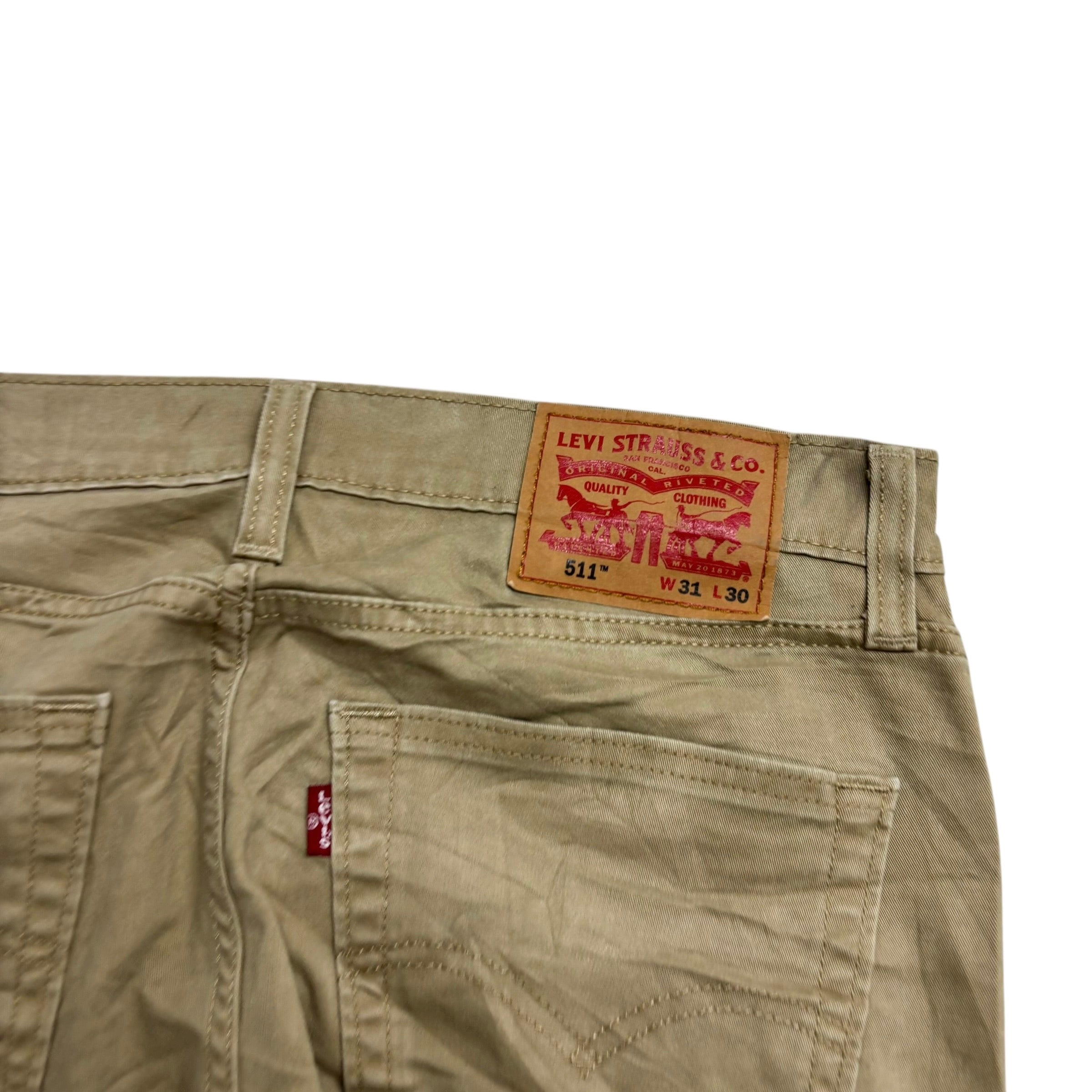 Levis 511 Trousers W31 L29 Mens Beige Slim Fit Stretch Pants