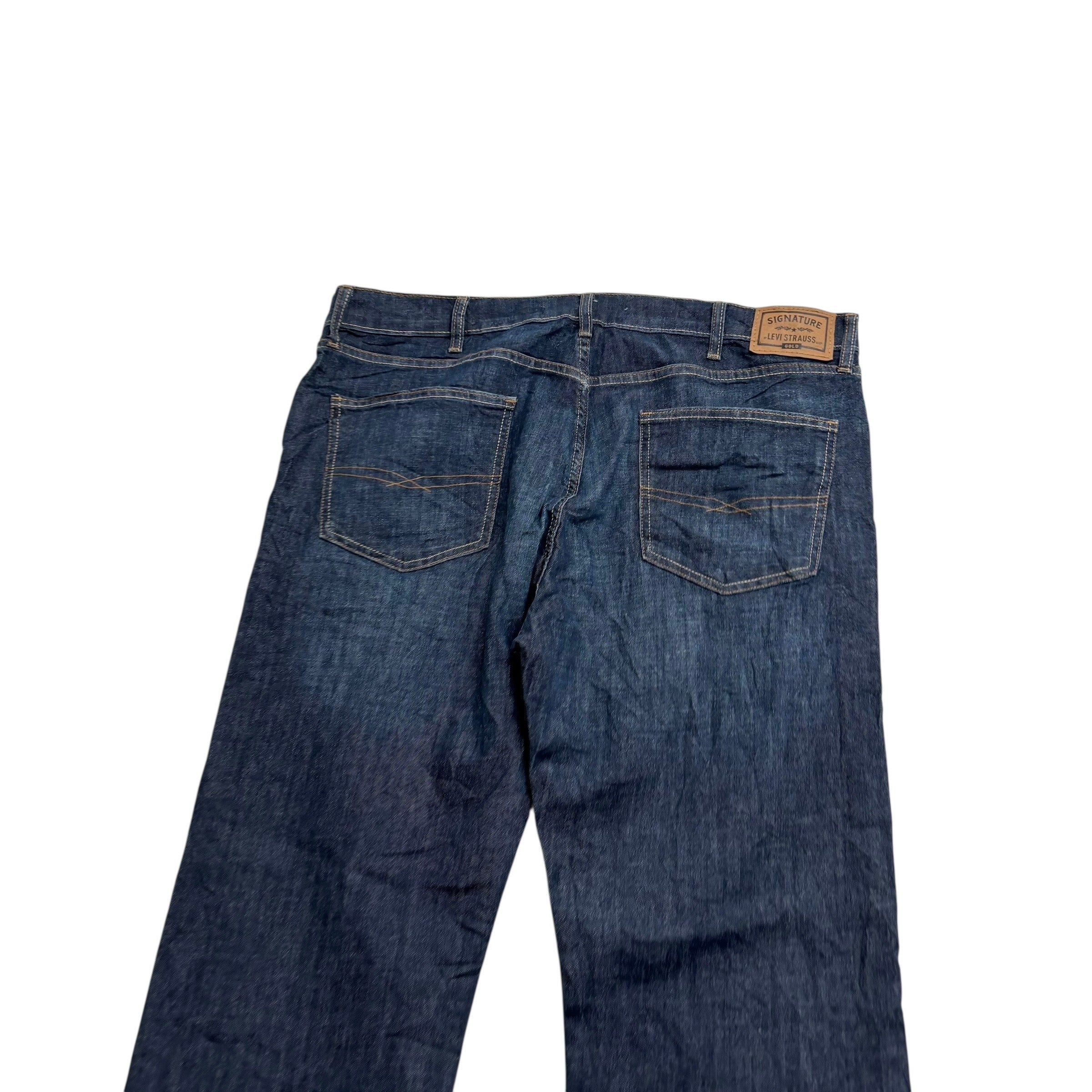 Levis Signature Jeans W40 L30 Mens Dark Blue Regular Straight Stretch Denim (E)