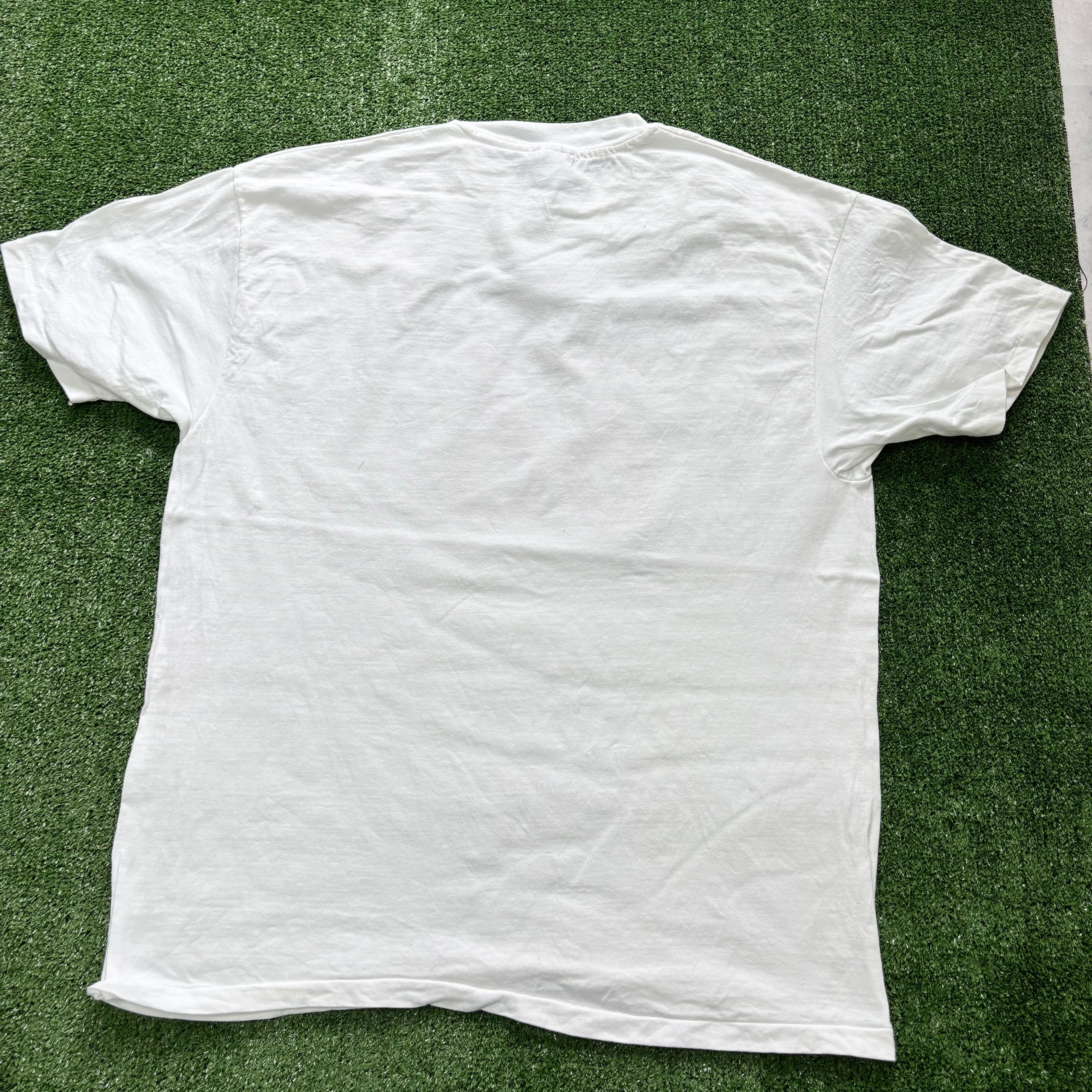 Vintage T Shirt Mens XL White Single Stitch Graphic Print 90s USA Beefy-T (E)