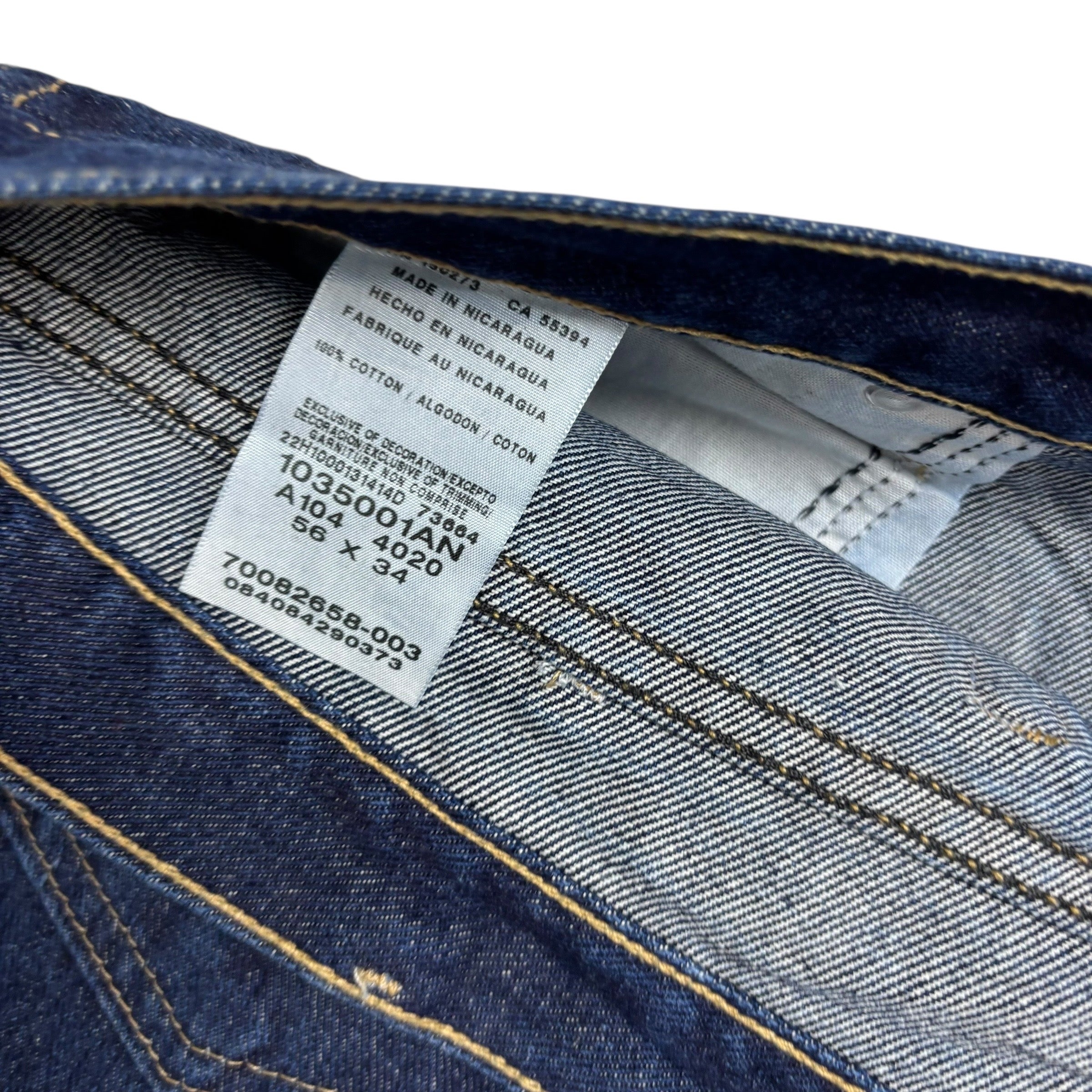 Wrangler Jeans W54 L34 Mens Dark Blue Relaxed Straight Fit Vintage Denim (E)