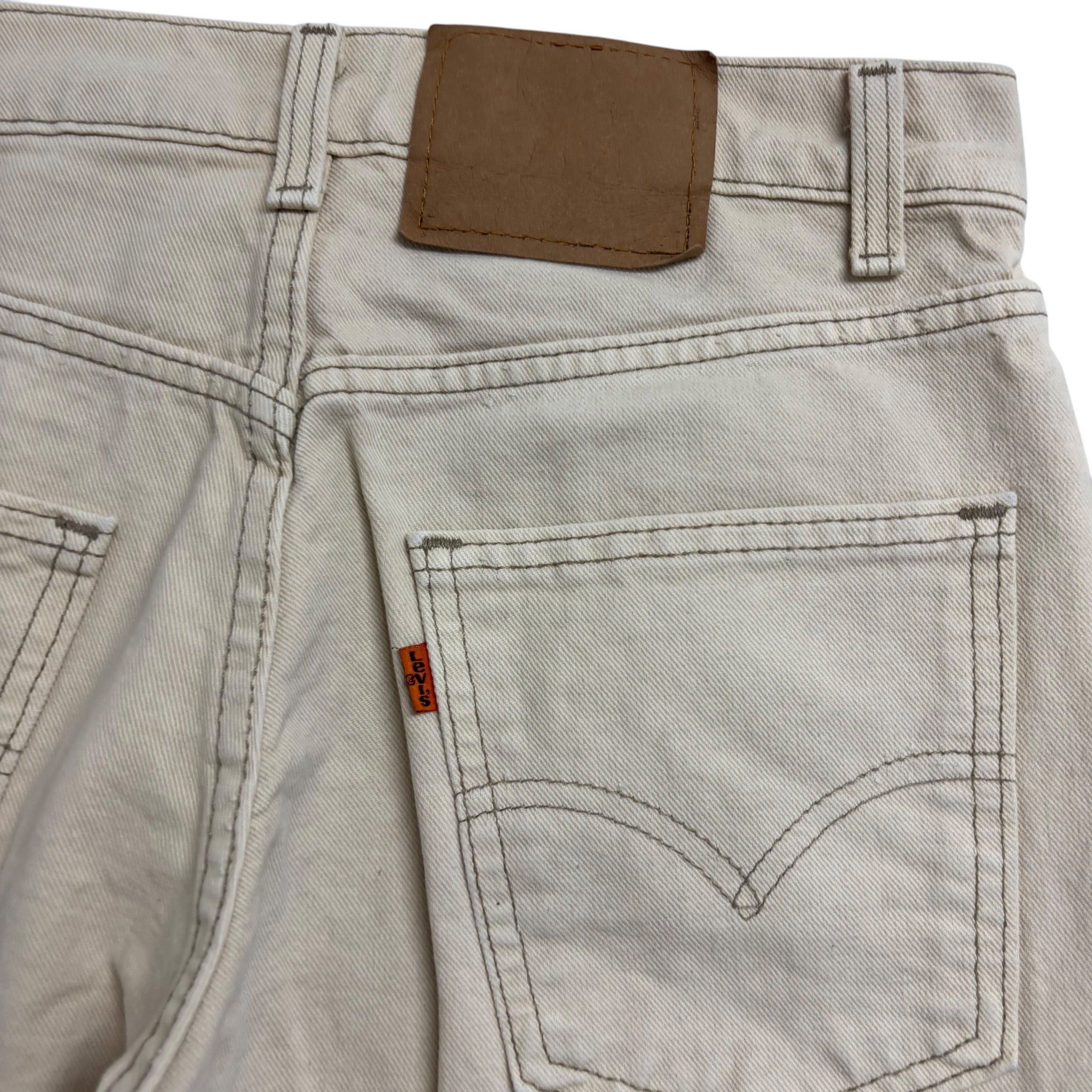 Levis 550 Jeans W30 L31 Mens Cream Relaxed Taper Made In USA Orange Tab Denim