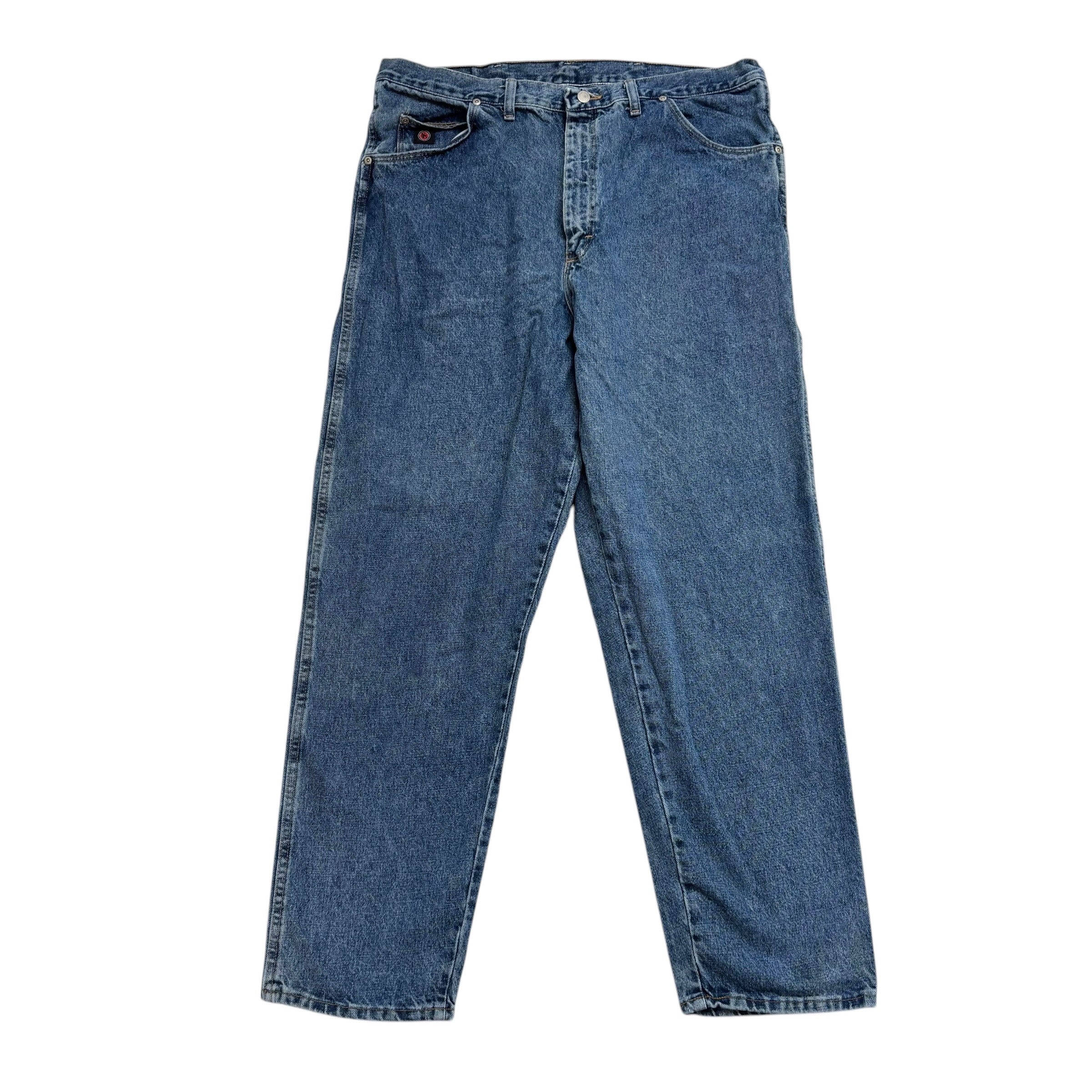 Wrangler Jeans W38 L32 Mens Mid Blue Relaxed Straight Fit Vintage 90s Denim