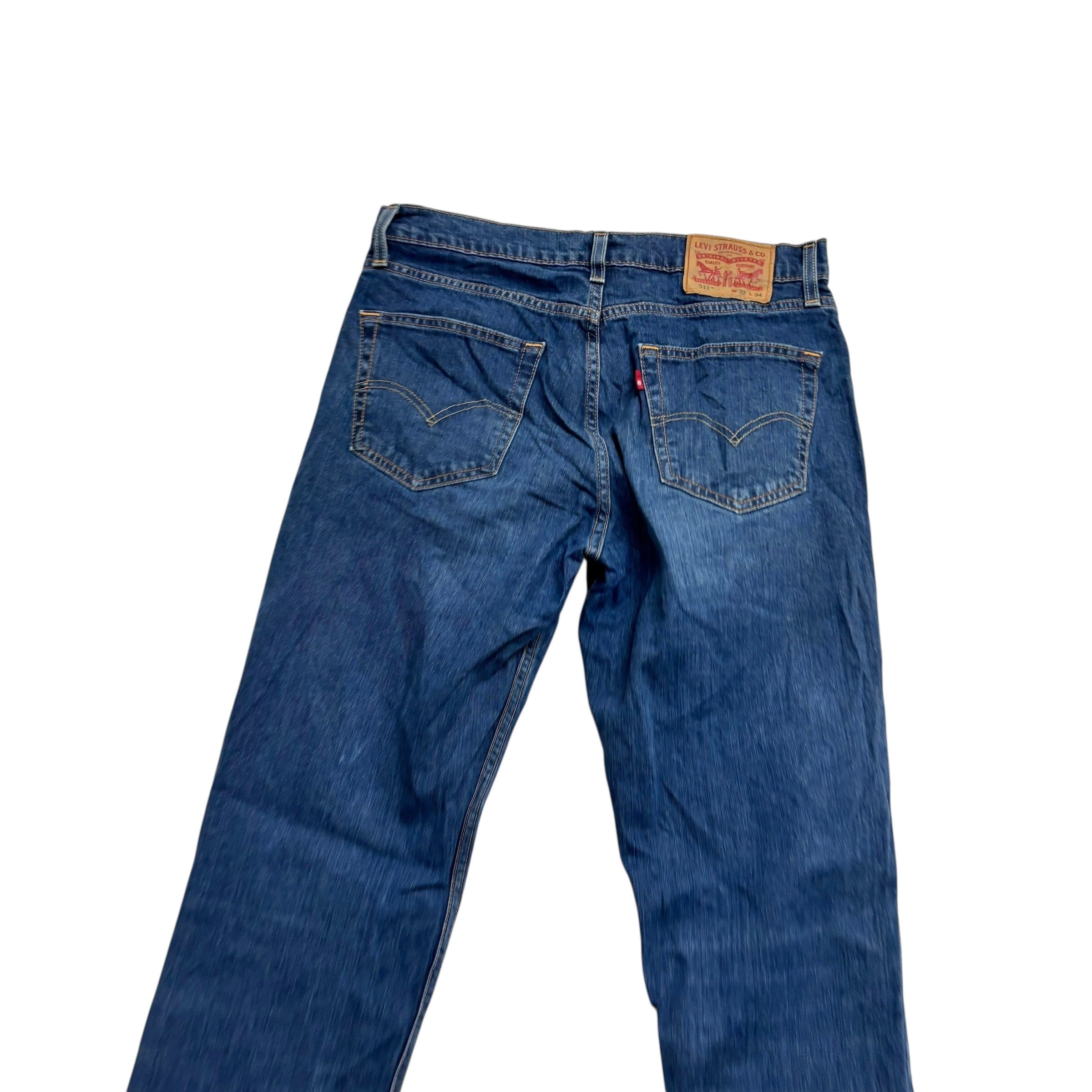 Levis 511 Jeans W32 L34 Mens Dark Blue Slim Fit Stretch Denim (E)
