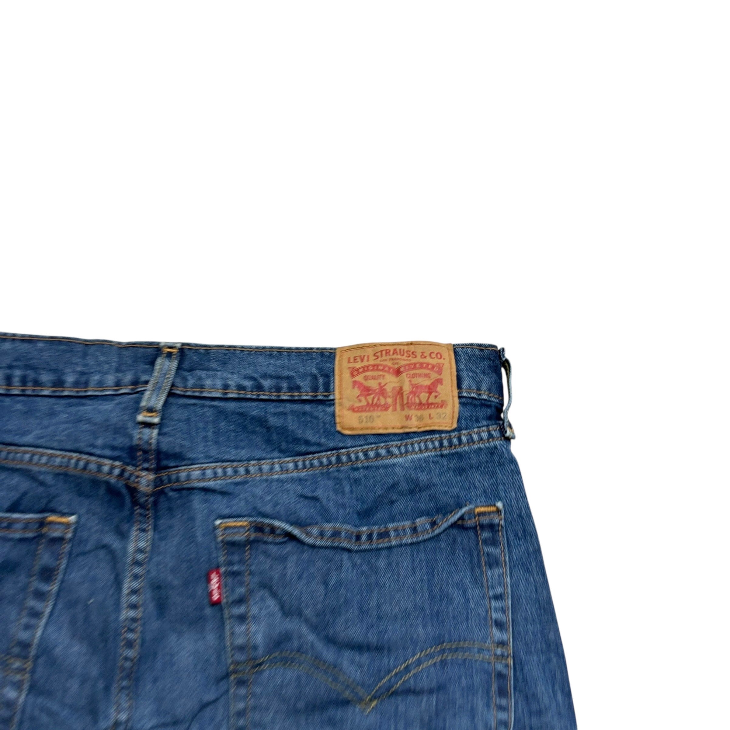 Levis Jeans W36 L30 Mens Mid Blue Regular Tapered Fit Stretch Denim (E)