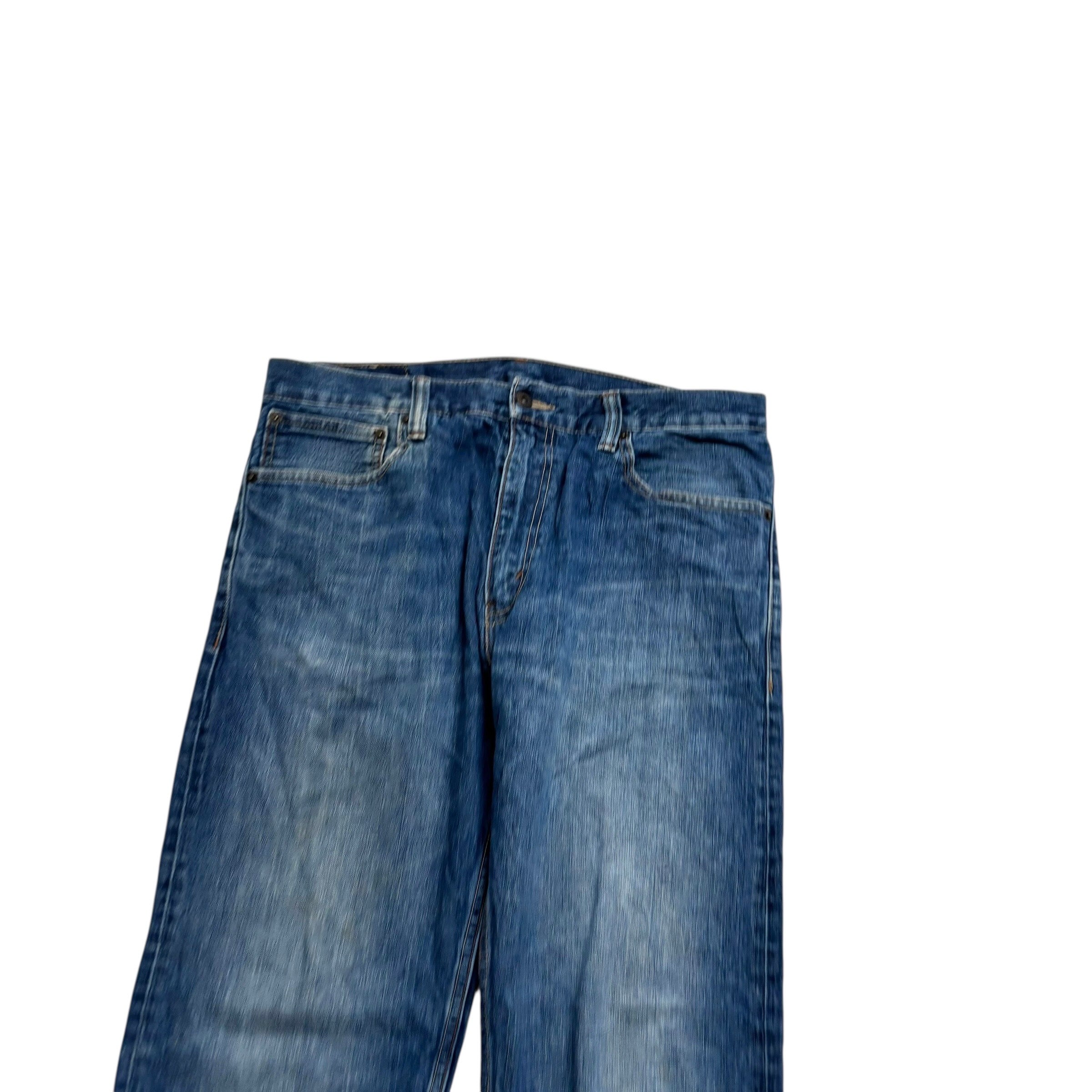 Levis 521 Jeans W36 L32 Mens Mid Blue Slim Tapered Fit Vintage Denim