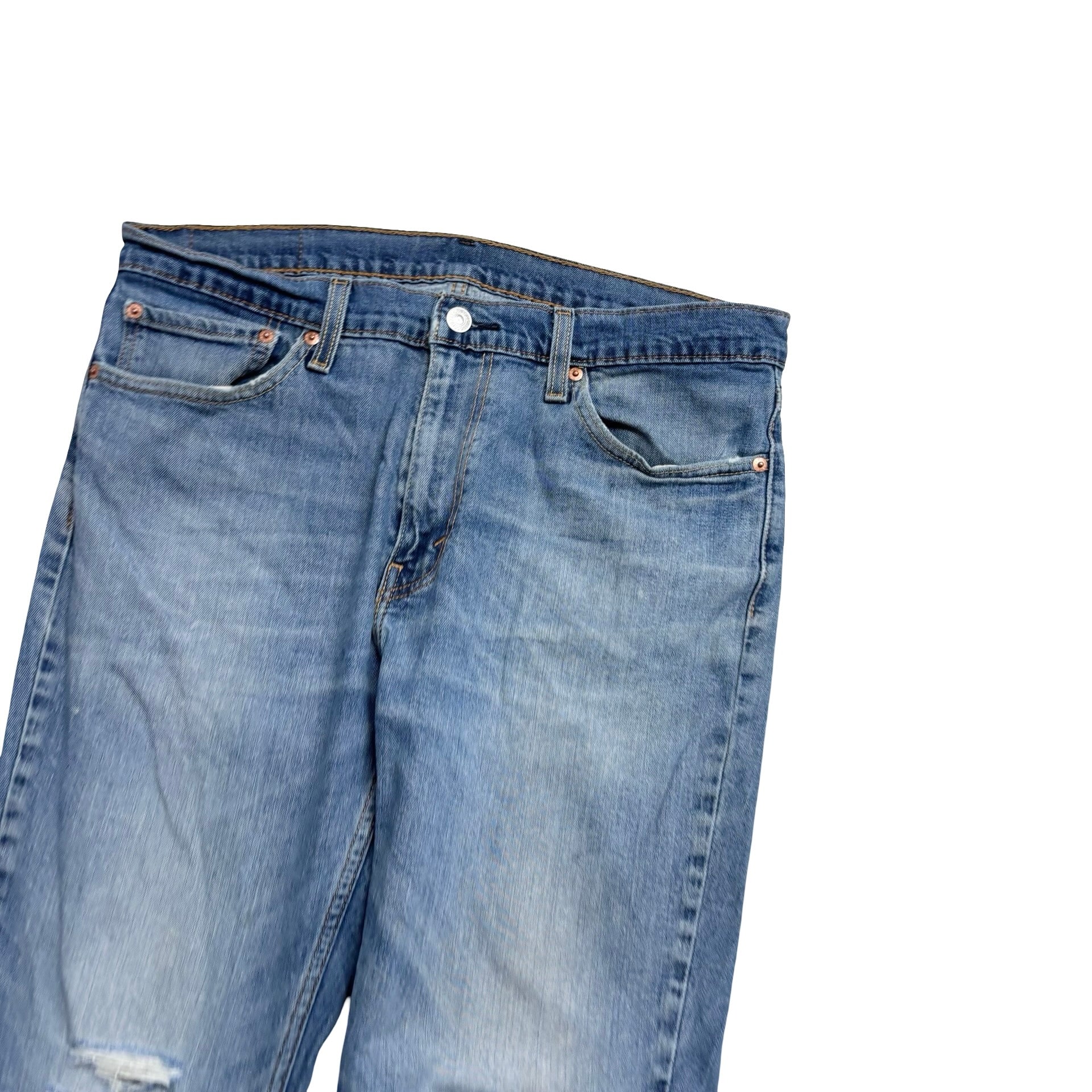 Levis 511 Jeans W34 L29 Mens Mid Blue Slim Fit Stretch Distressed Denim