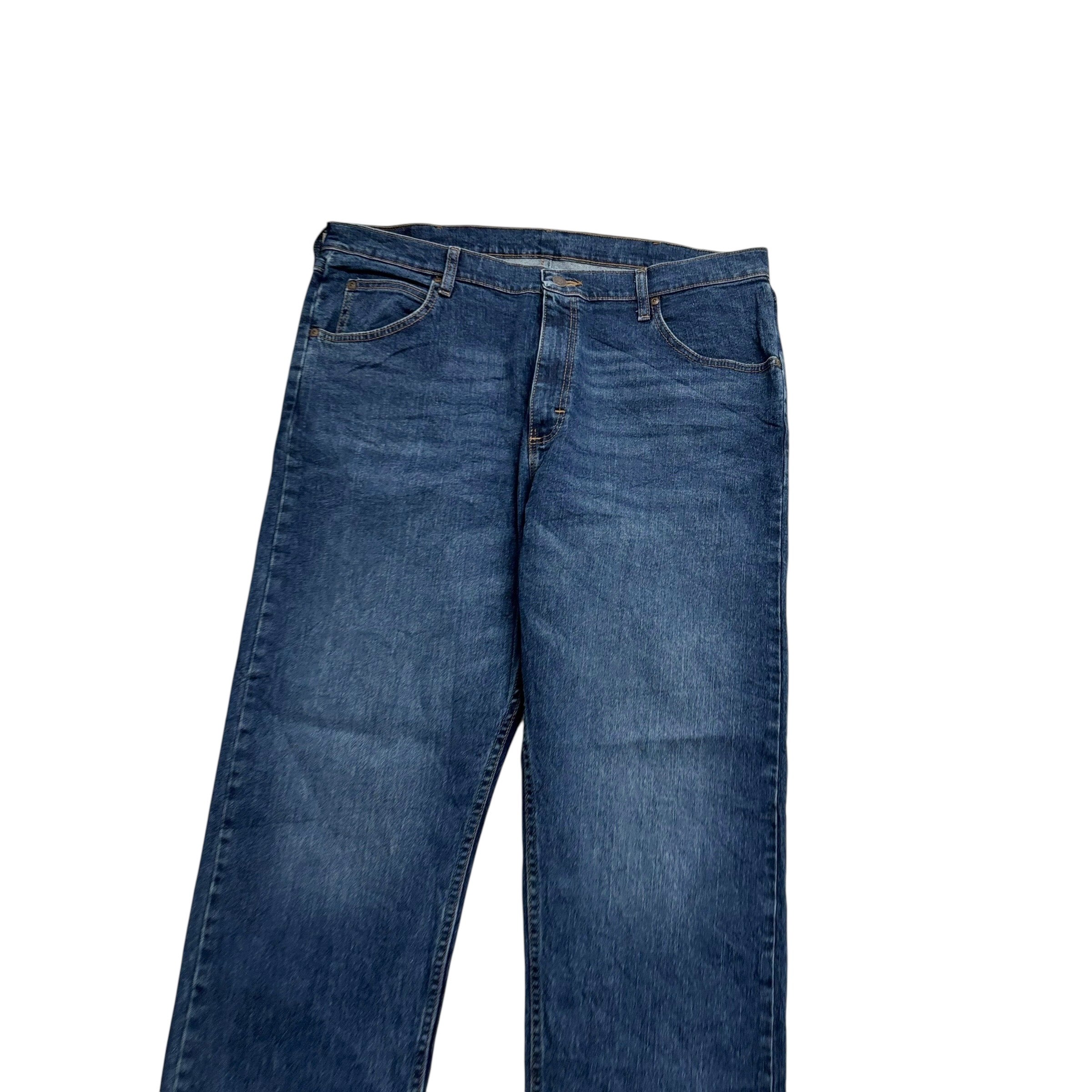 Wrangler Jeans W38 L32 Mens Dark Blue Relaxed Straight Fit Stretch Denim (E)