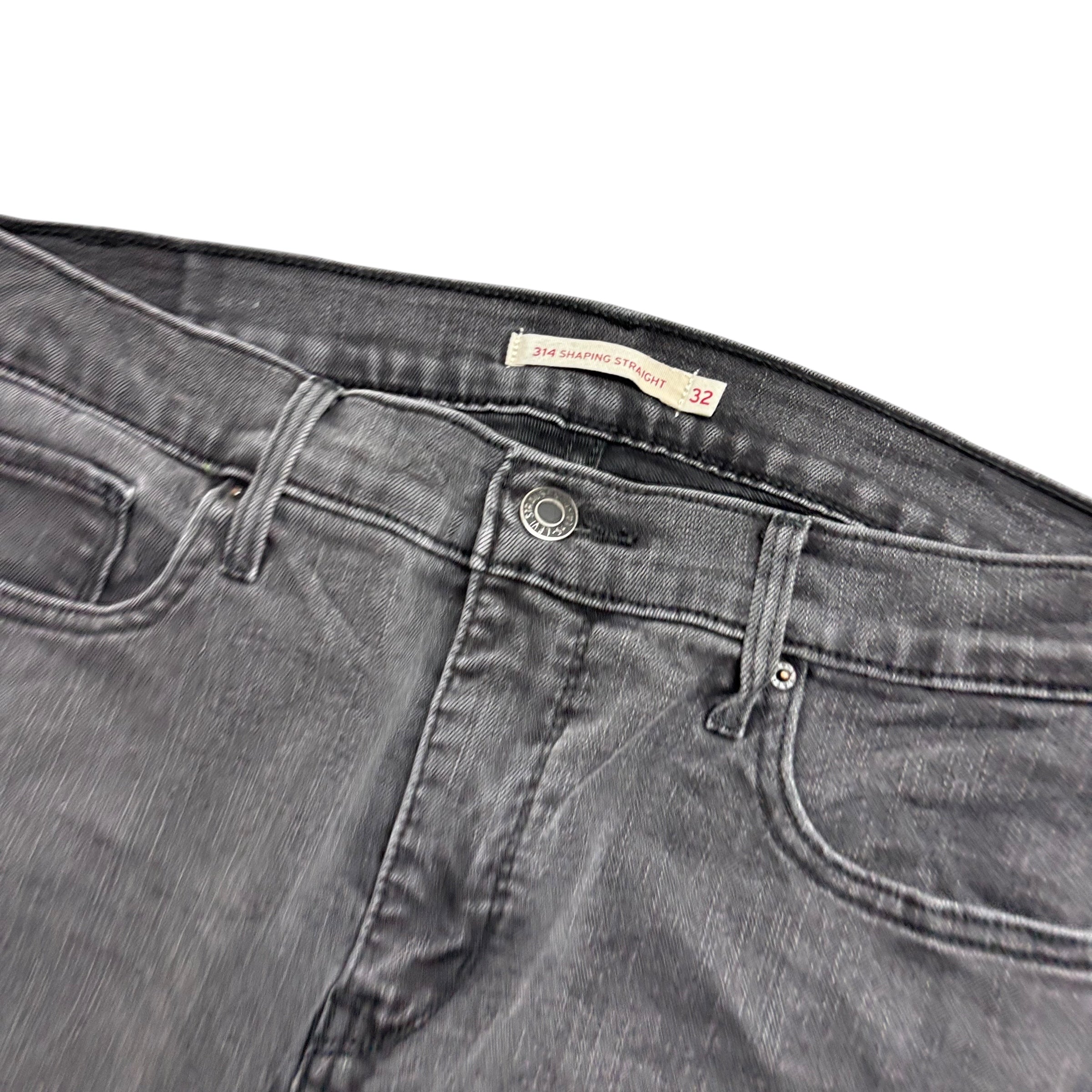 Levis 314 Jeans W34 L32 Womens Black Shaping Straight Fit Stretch Denim
