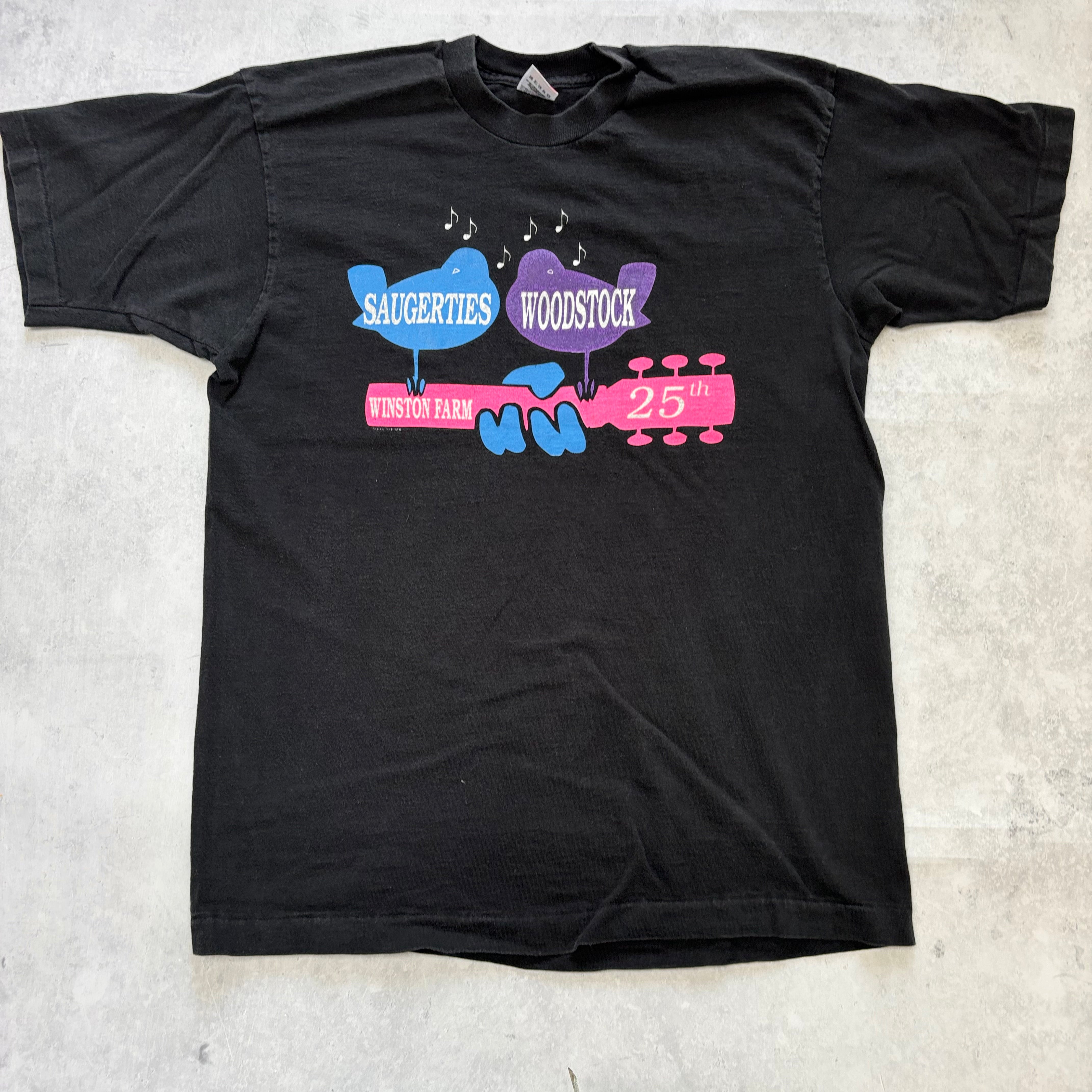 Vintage T Shirt Mens Large Black Single Stitch Graphic Print 90s USA