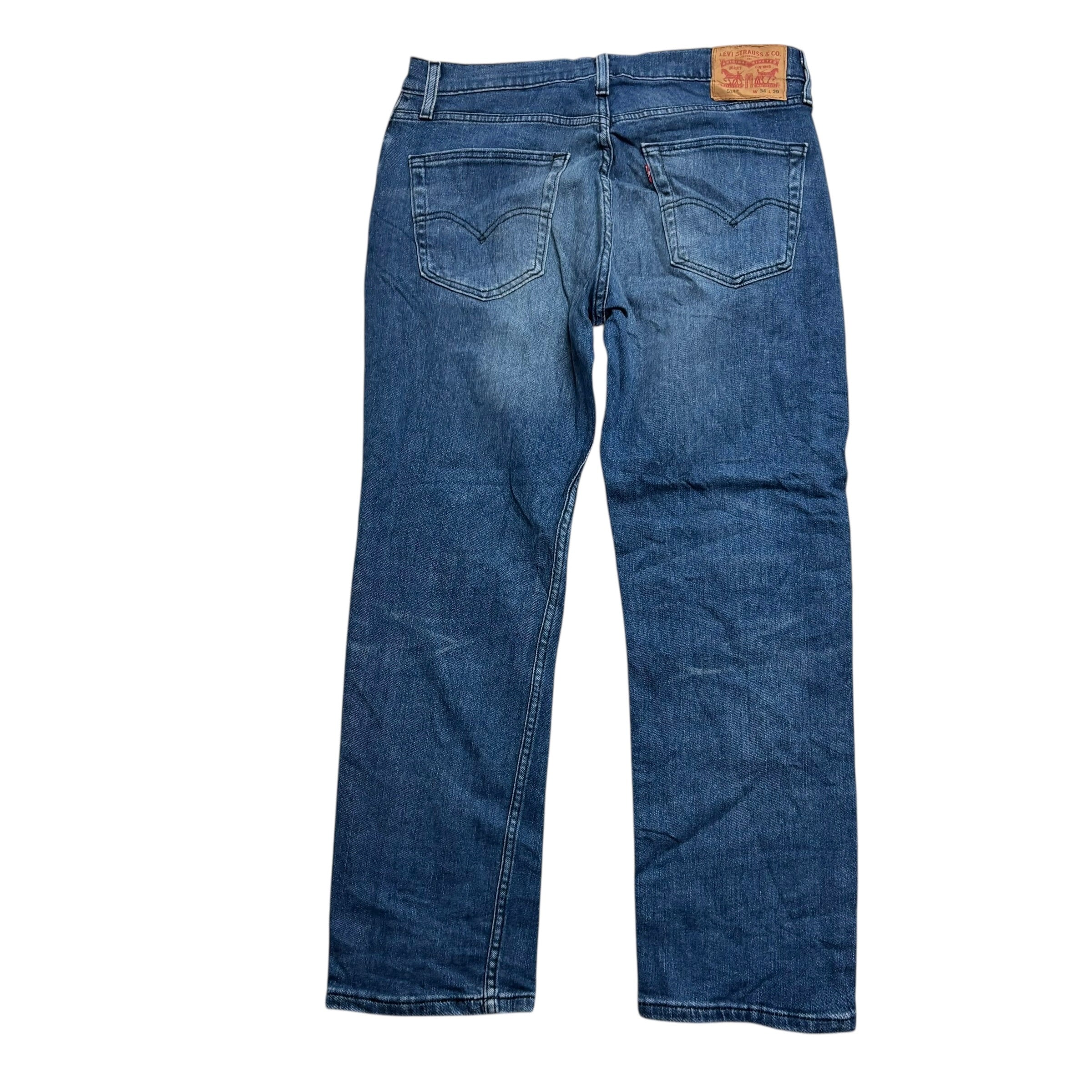 Levis 514 Jeans W34 L29 Mens Navy Blue Regular Straight Fit Stretch Denim (E)