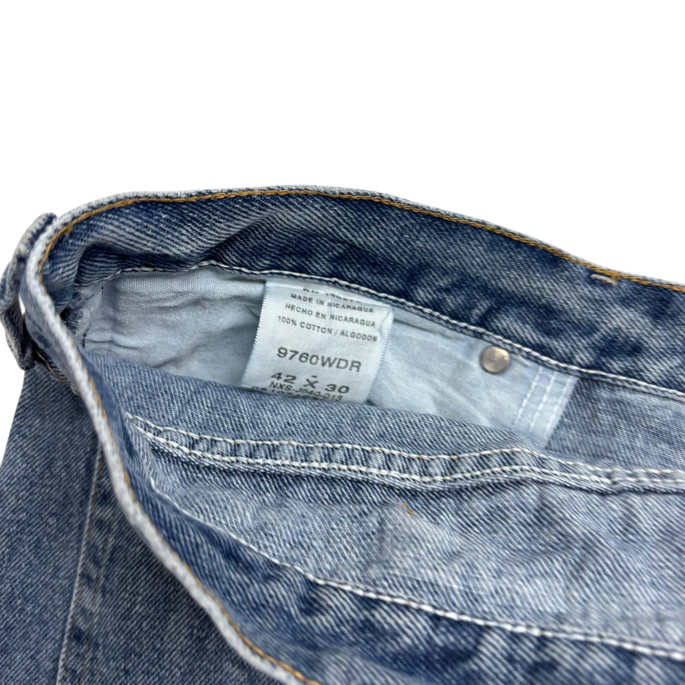 Wrangler Jeans W42 L30 Mens Mid Blue Regular Straight Fit Vintage Denim (E)