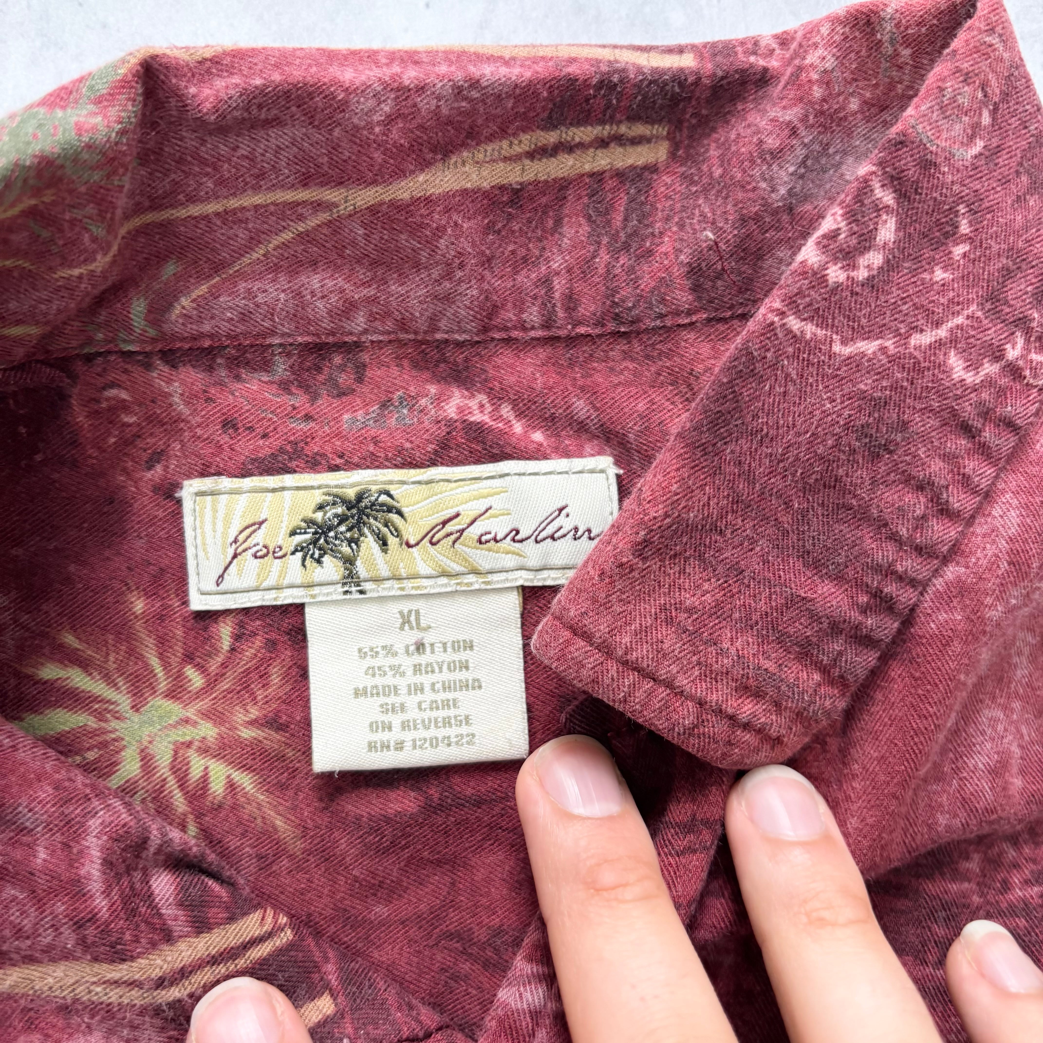Vintage Hawaiian Shirt Mens XL Red Floral Aloha Short Sleeve Cotton Blend (E)