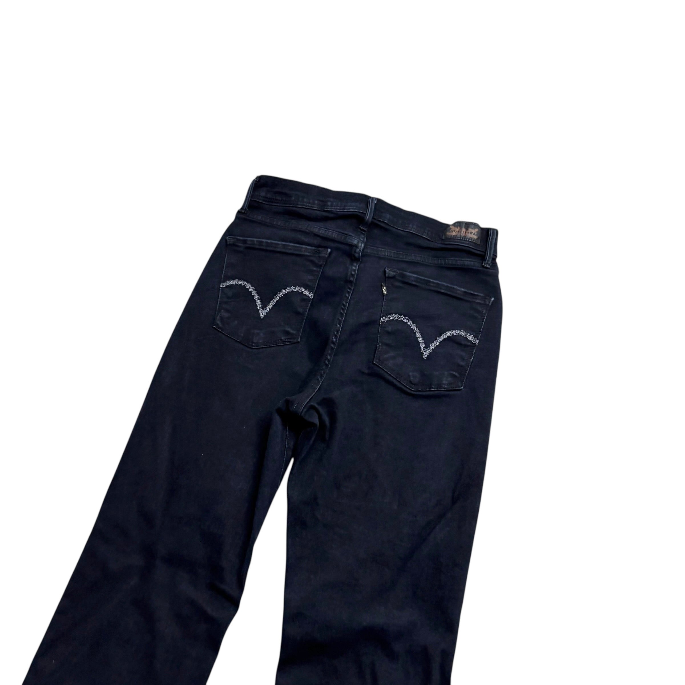 Levis 512 Jeans W27 L30 Womens Navy Blue Slimming Bootcut Fit Stretch Denim (E)