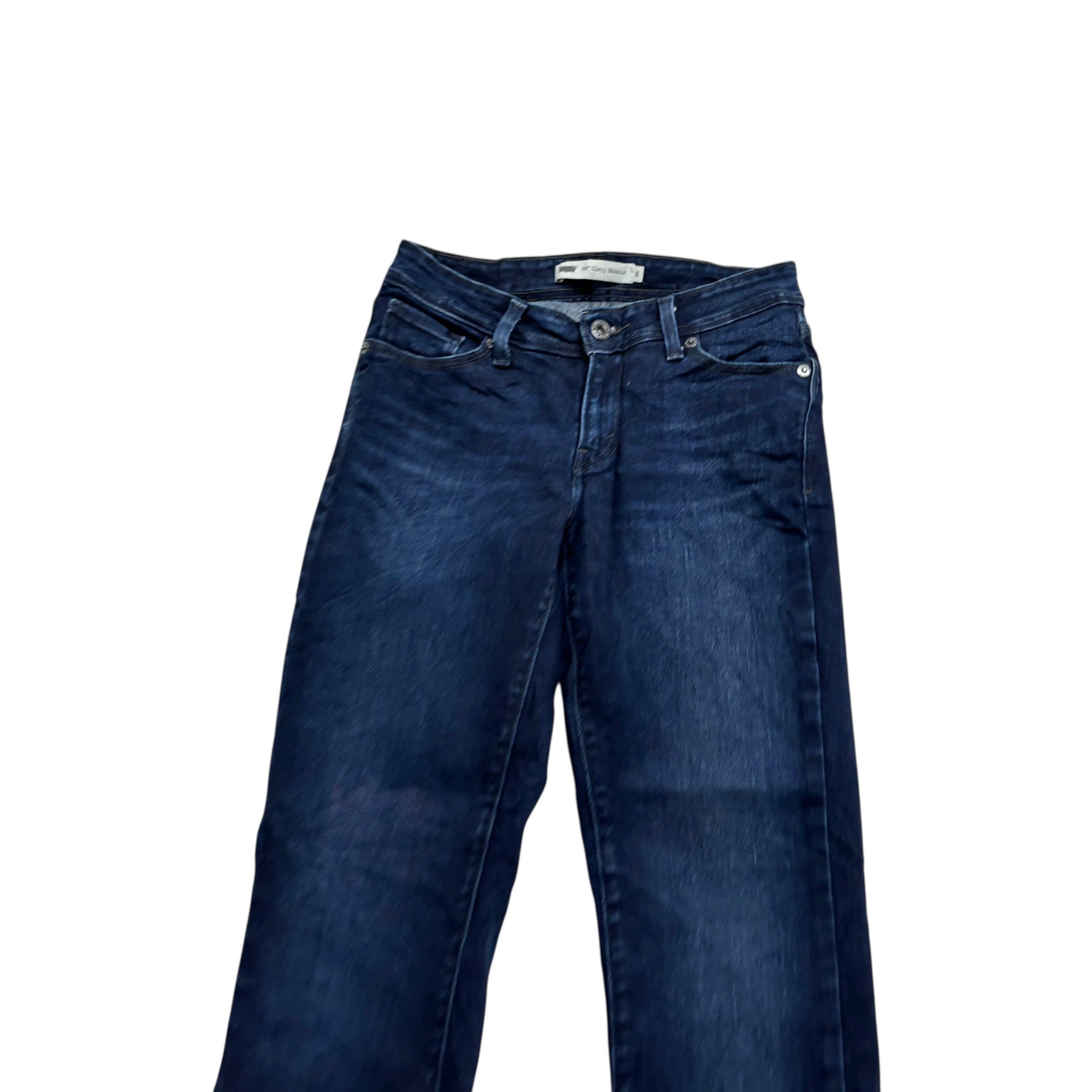 Levis 529 Jeans W28 L30 Womens Curvy Bootcut Dark Blue Stretch Denim (E)