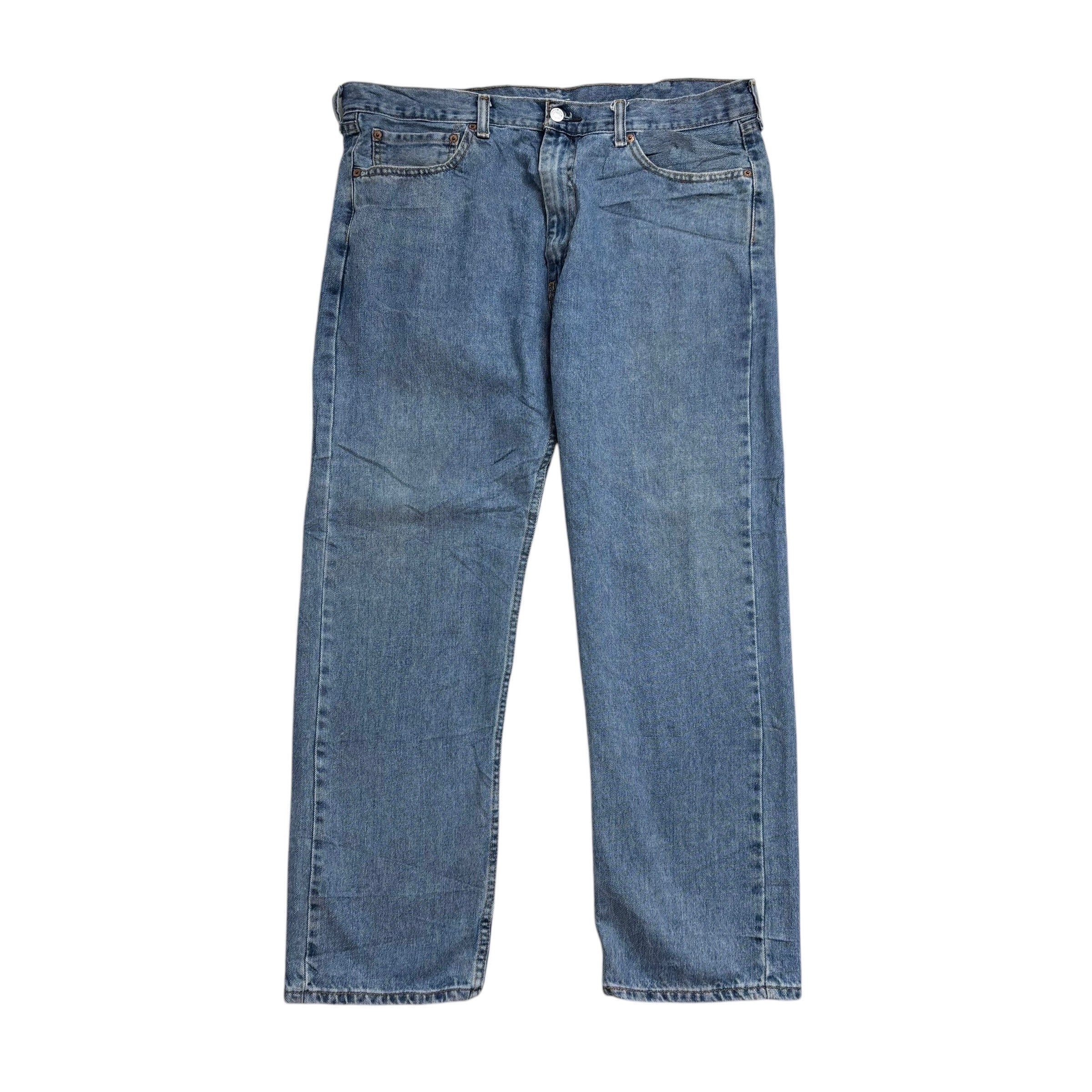 Levis 505 Jeans W38 L30 Mens Mid Blue Regular Straight Fit Vintage Denim (E)