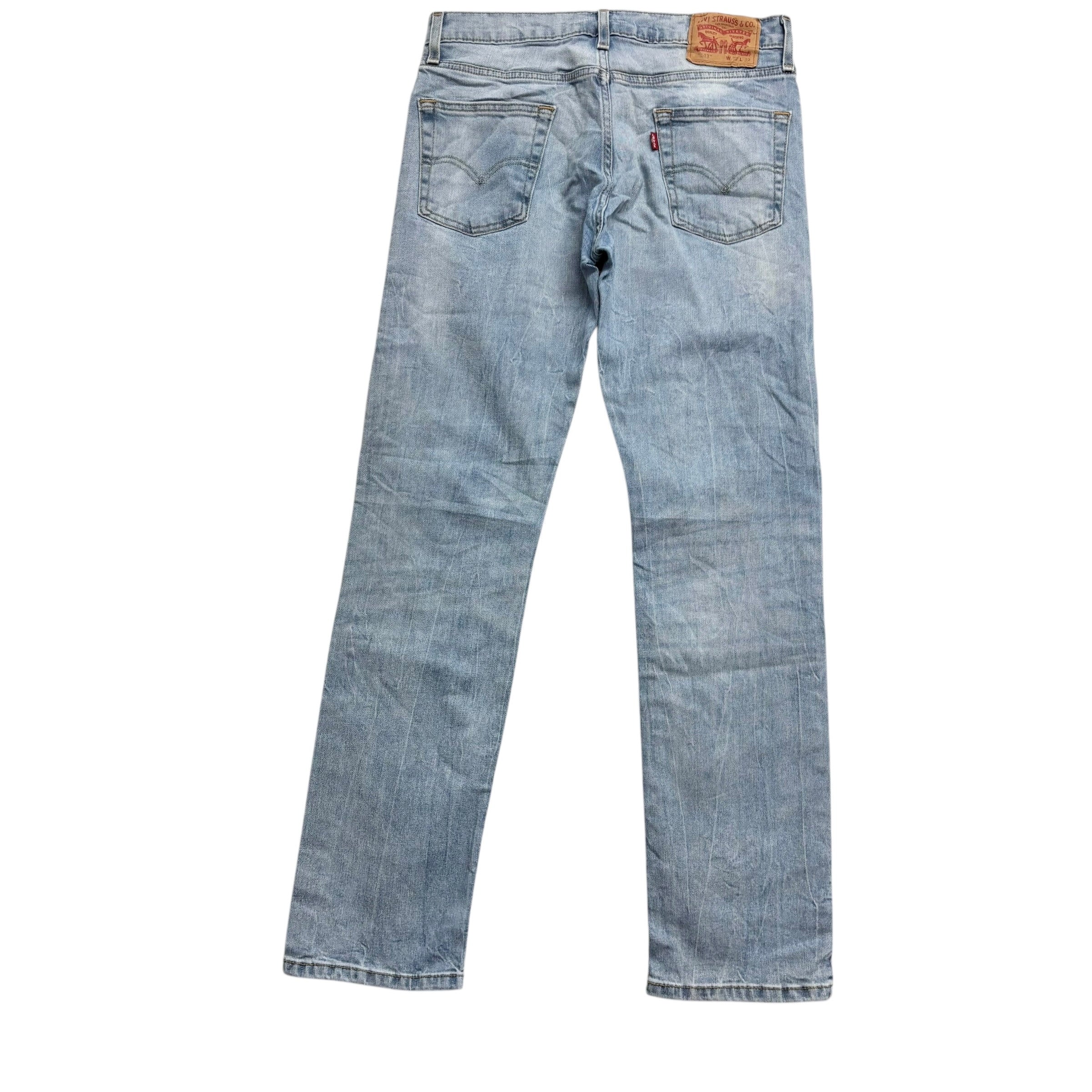 Levis 513 Jeans W30 L32 Mens Light Blue Slim Straight Fit Stretch Denim (E)