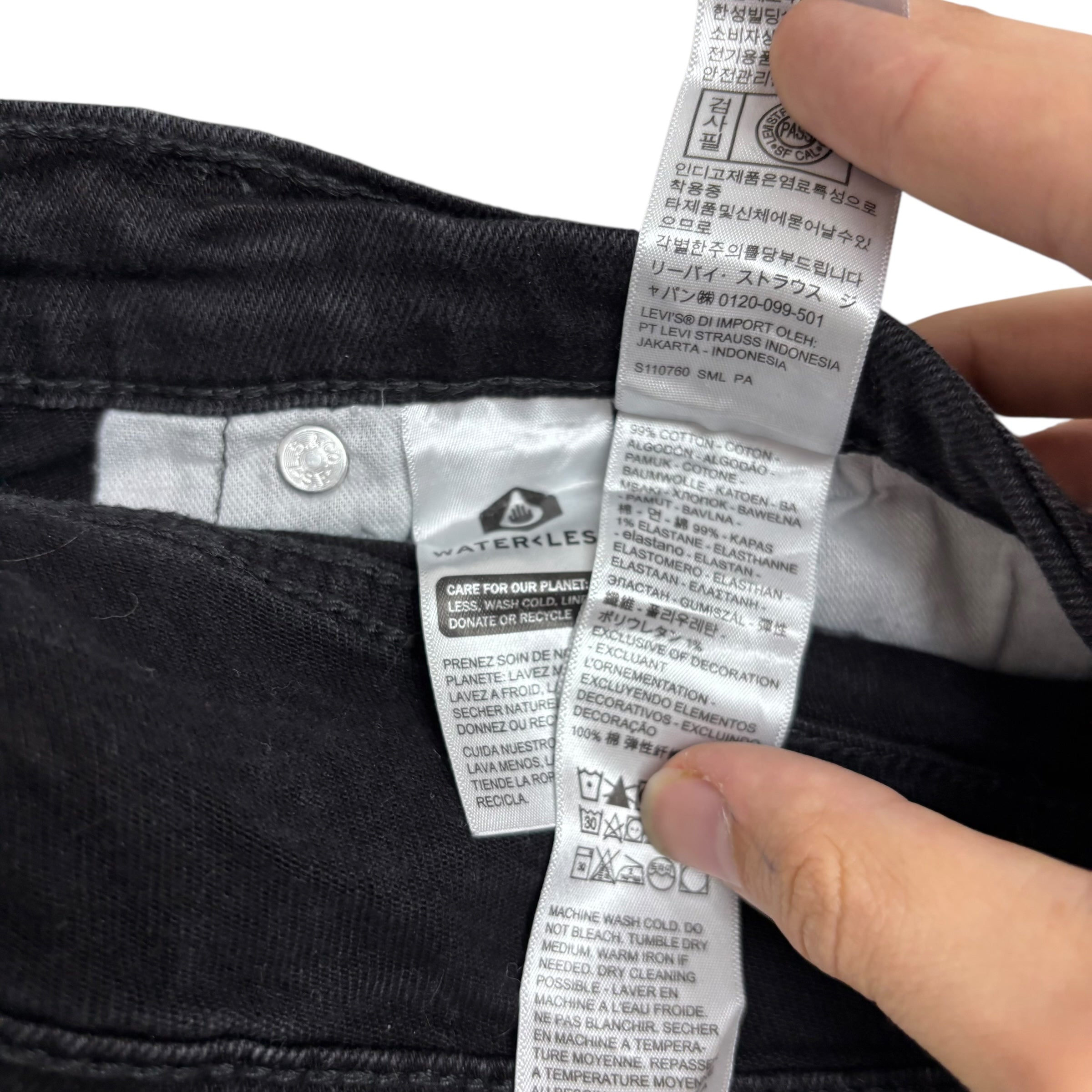 Levis 559 Jeans W34 L31 Mens Black Regular Straight Fit Stretch Denim (E)