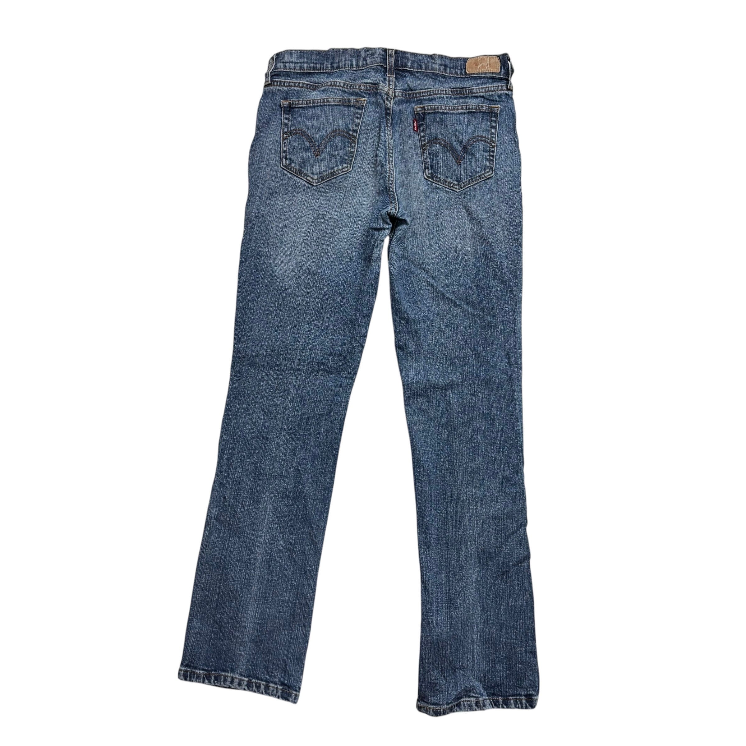 Levis 505 Jeans W30 L30 Womens Regular Straight Fit Mid Blue Stretch Denim (E)