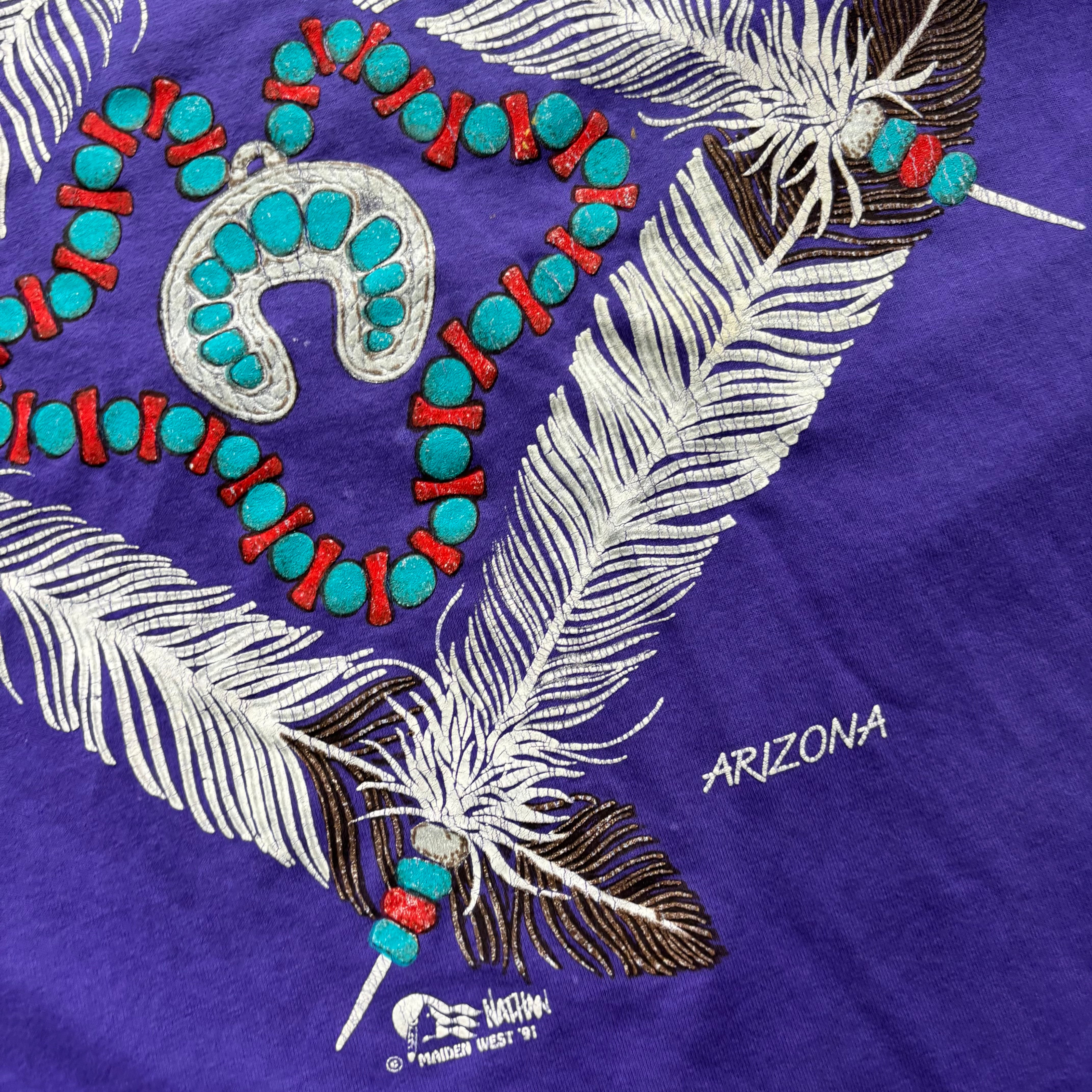 Vintage T Shirt Mens Large Purple Single Stitch Graphic Print 90s USA (E)