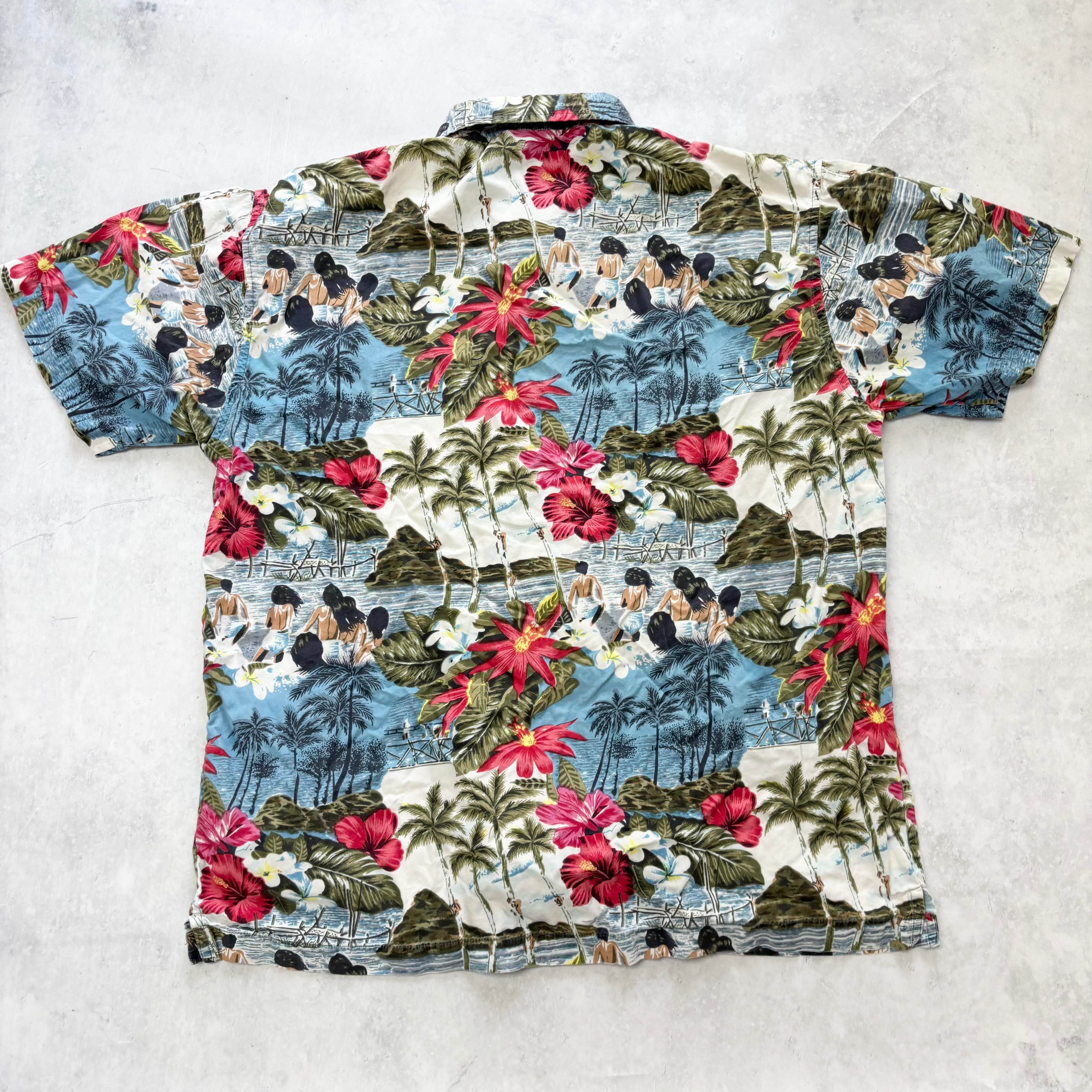 Vintage Hawaiian Shirt Mens Medium Multi Floral Aloha Short Sleeve Cotton (E)