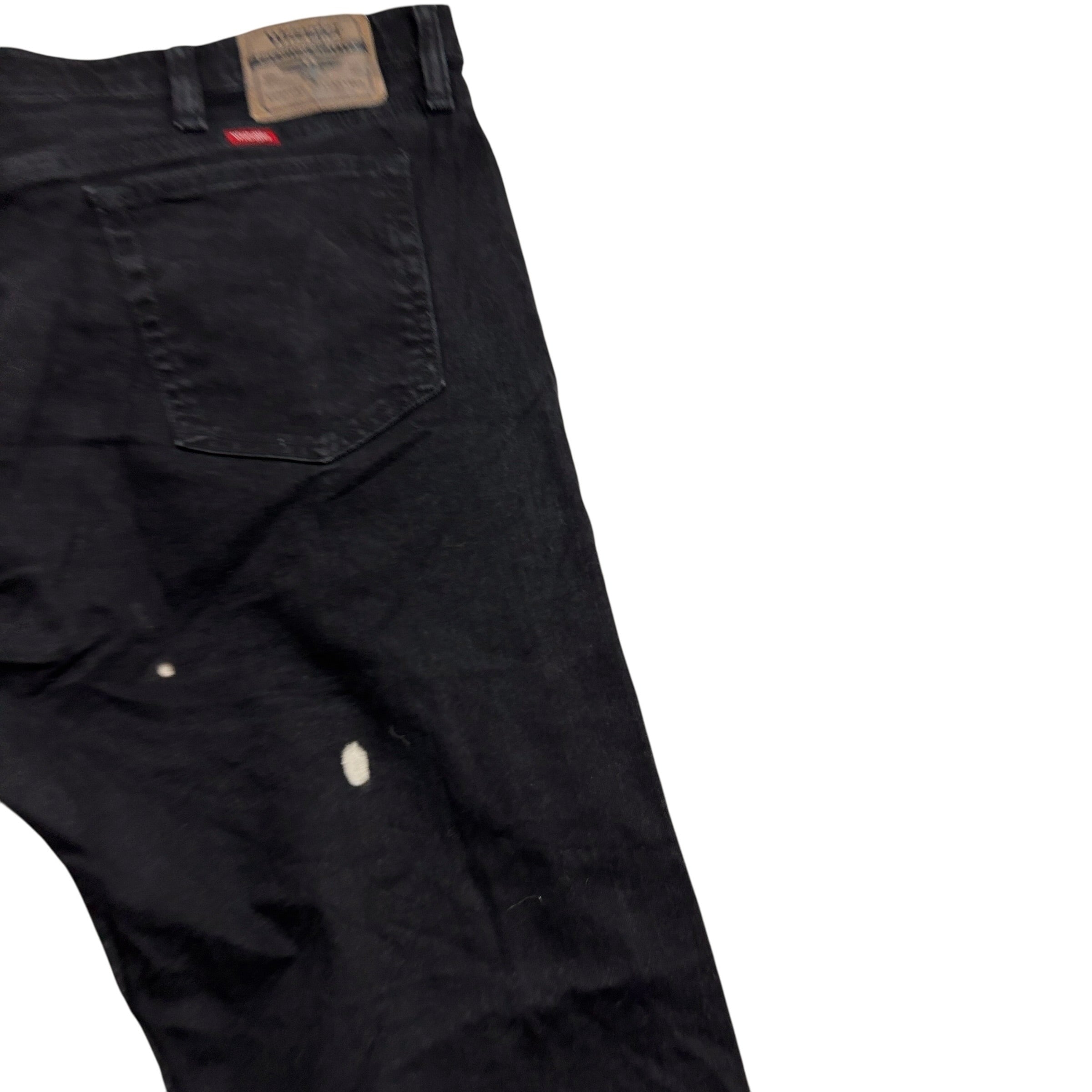 Wrangler Jeans W42 L30 Mens Black Relaxed Straight Fit Stretch Denim