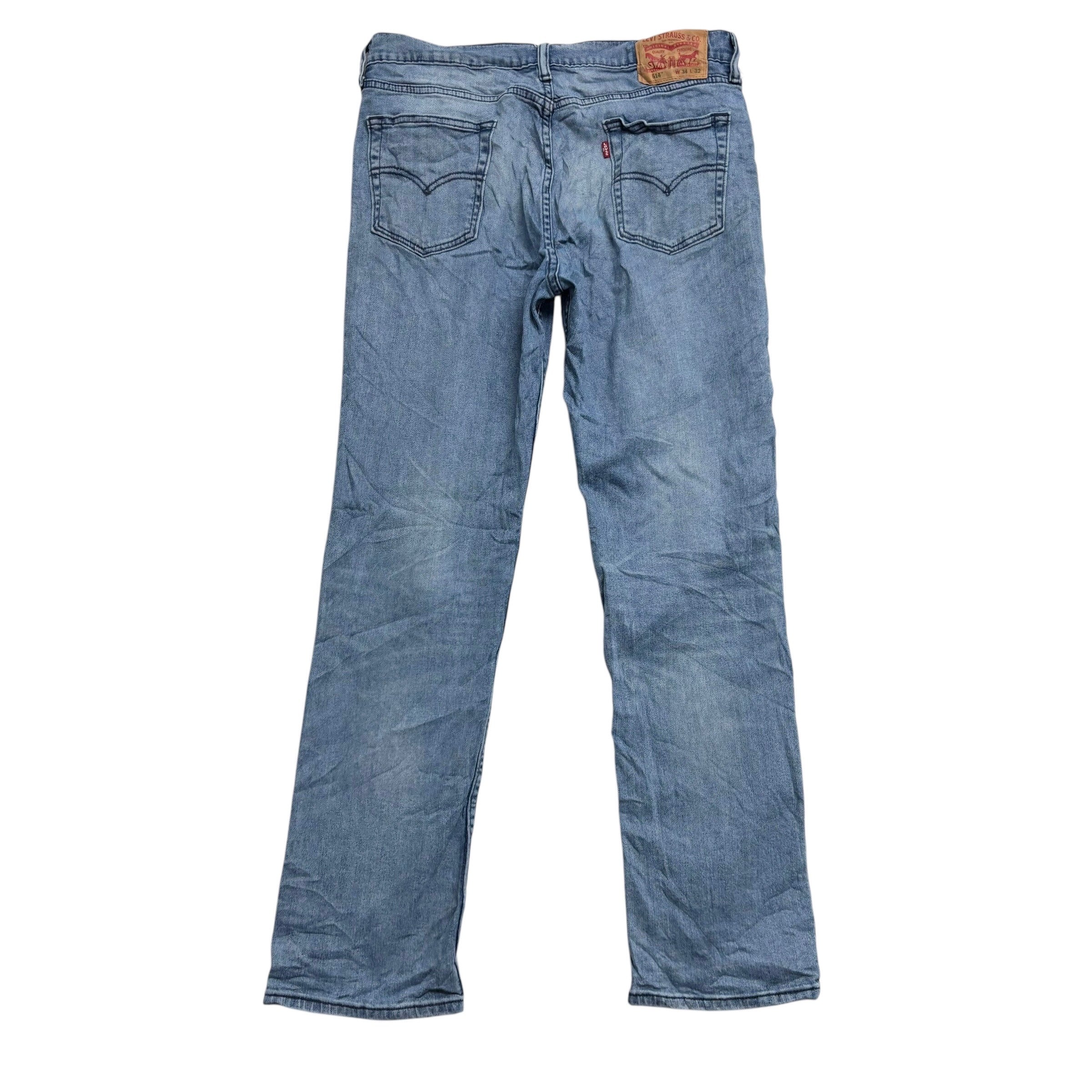 Levis 514 Jeans W34 L32 Mens Navy Blue Regular Straight Fit Stretch Denim