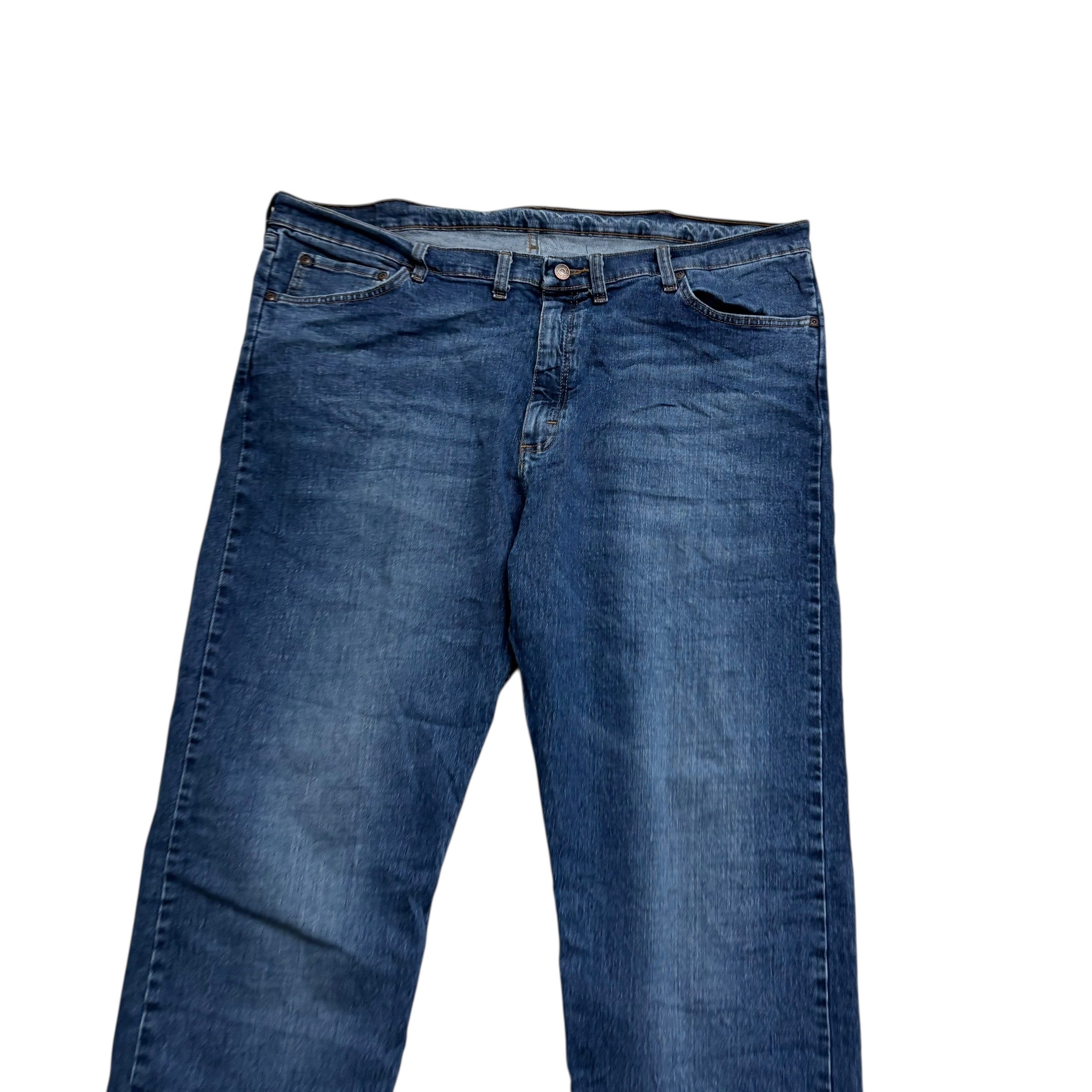 Wrangler Jeans W44 L29 Mens Mid Blue Relaxed Straight Fit Stretch Denim (E)