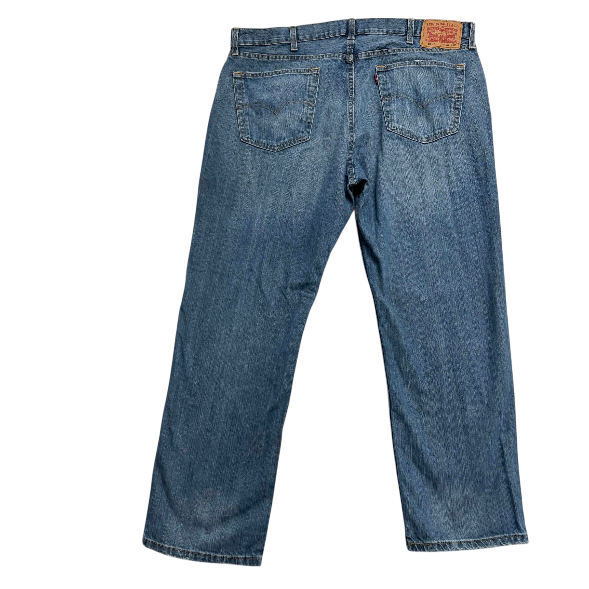 Levis 559 Jeans W38 L28 Mens Dark Blue Baggy Relaxed Straight Fit Denim (E)