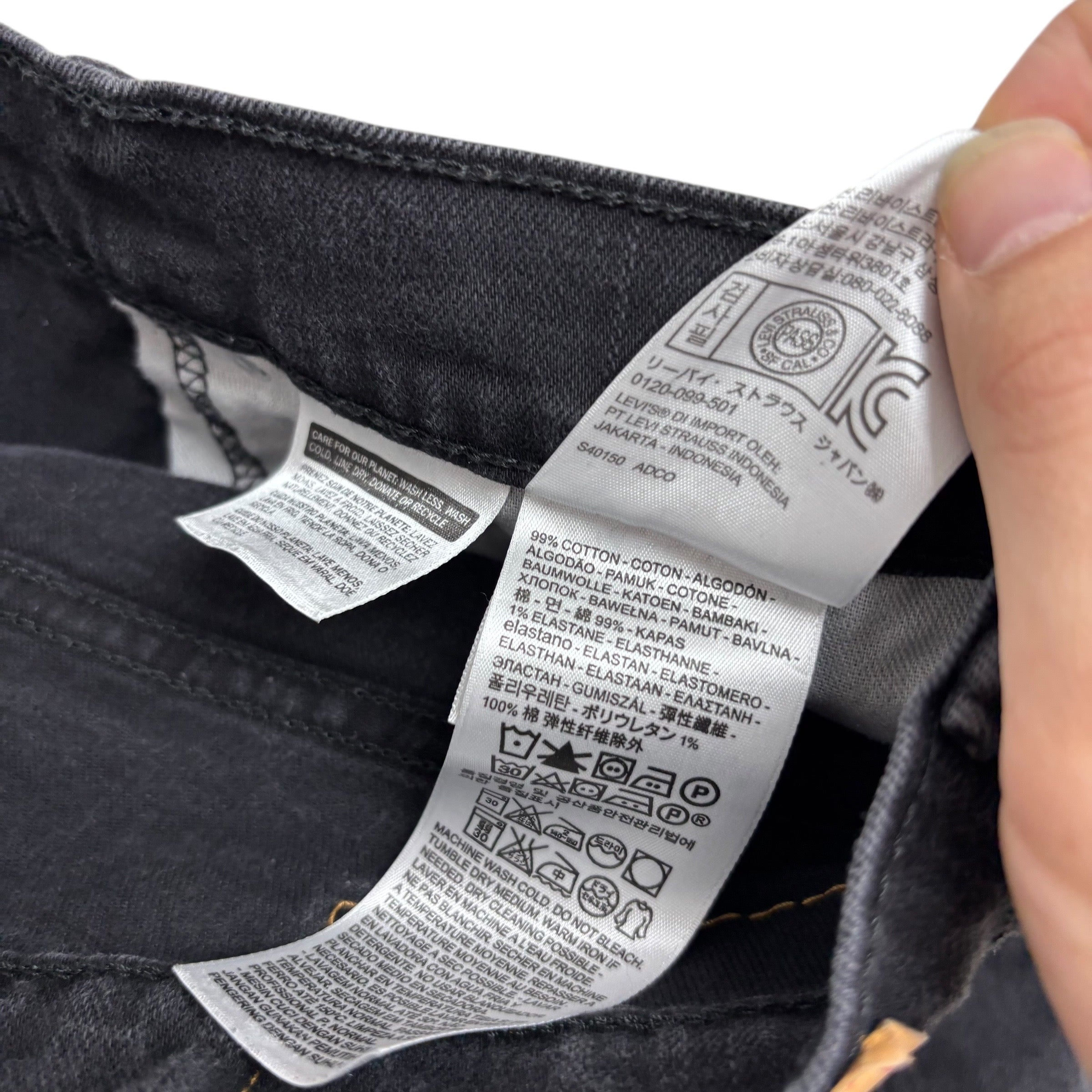 Levis 559 Jeans W36 L34 Mens Black Relaxed Straight Fit Stretch Denim