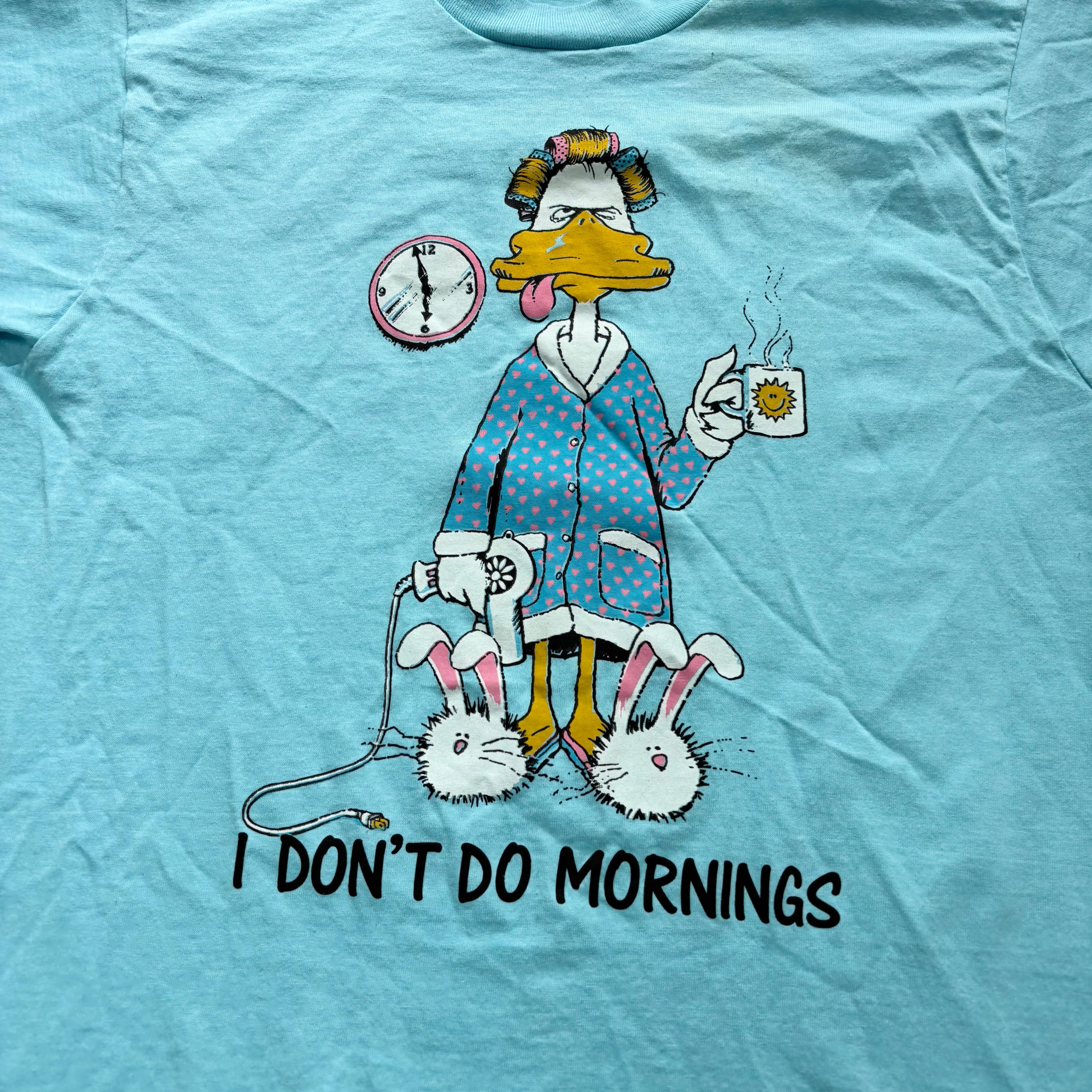 Vintage T Shirt Mens Medium Blue Single Stitch Graphic Print 90s