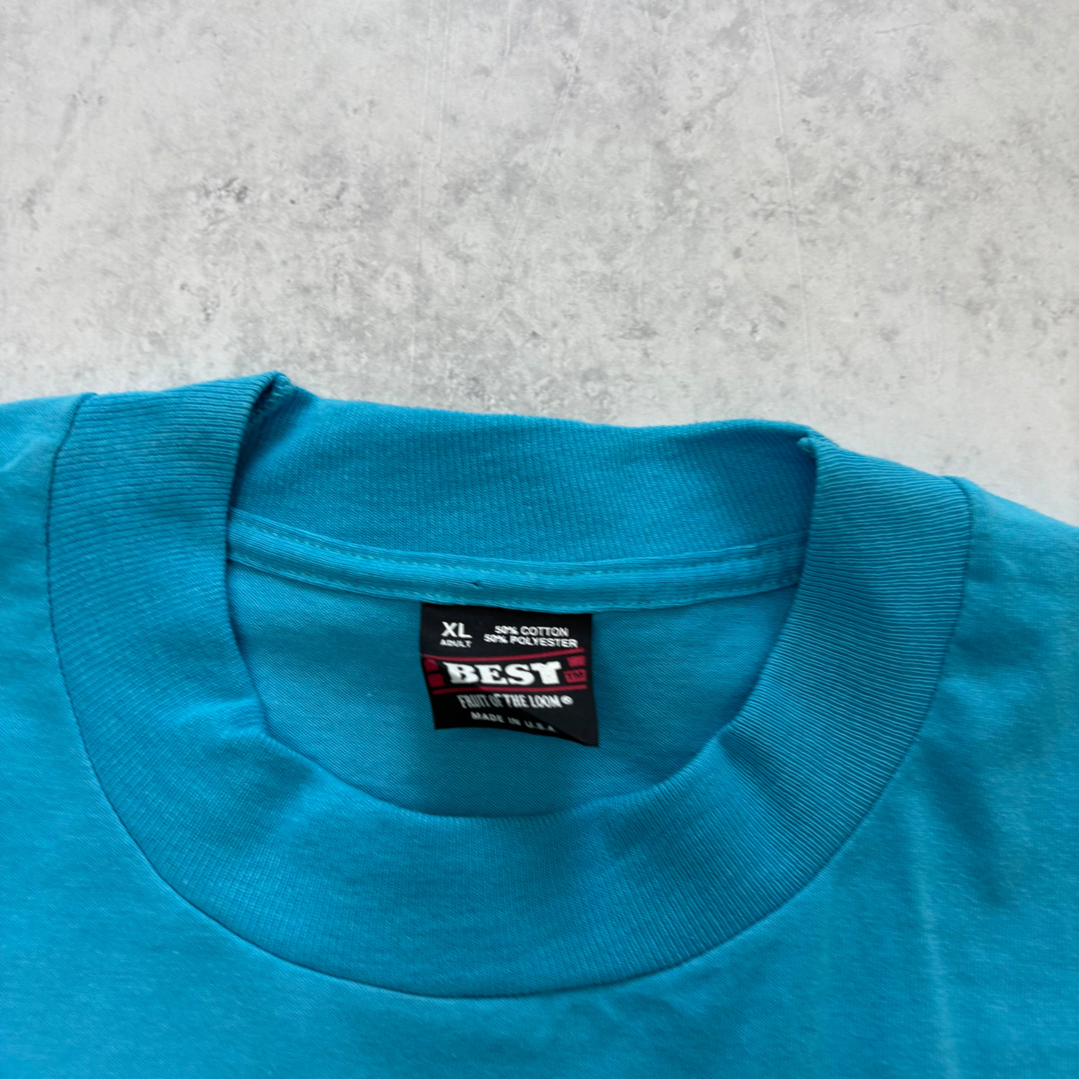 Vintage T Shirt Mens XL Blue Single Stitch Graphic Print 90s World (E)