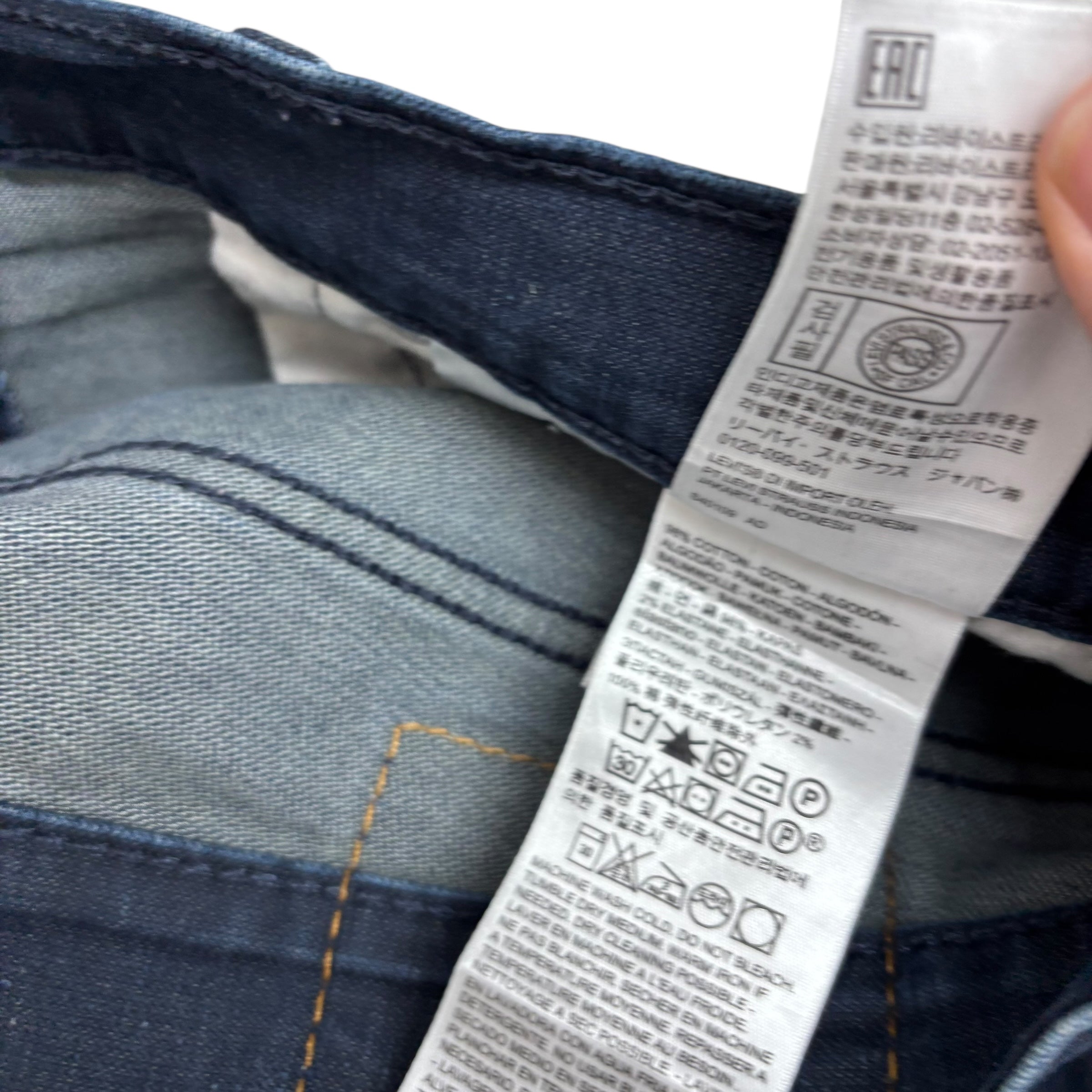 Levis 511 Jeans W34 L30 Mens Navy Blue Slim Fit Stretch Waxed Denim (F)